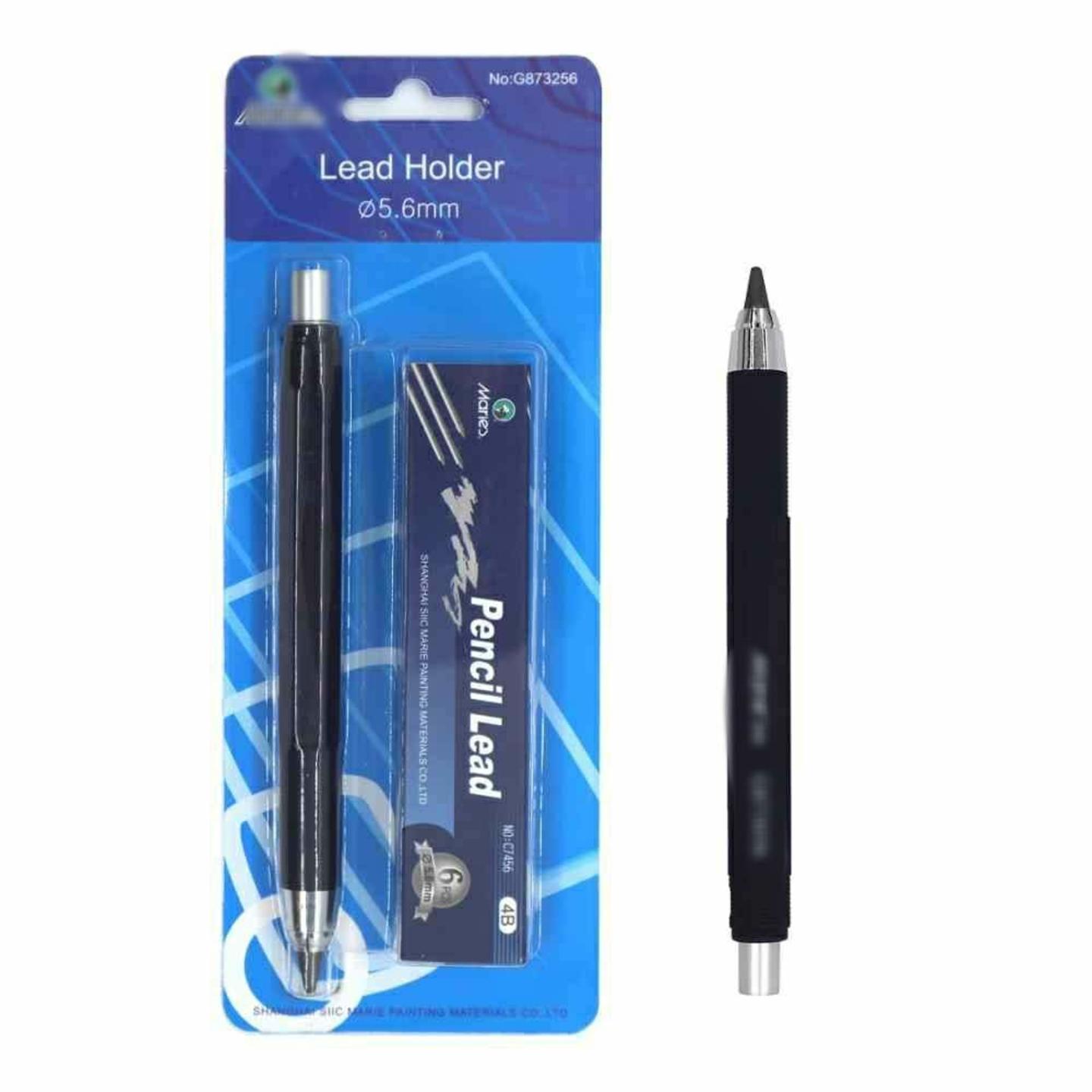 ASIN B01N6UJGC7 Mechanical Pencil With Clutch Mechanism For 2B, 4B, 6B, 8B Leads + 6 Lead Refills (4B/5.6mm)