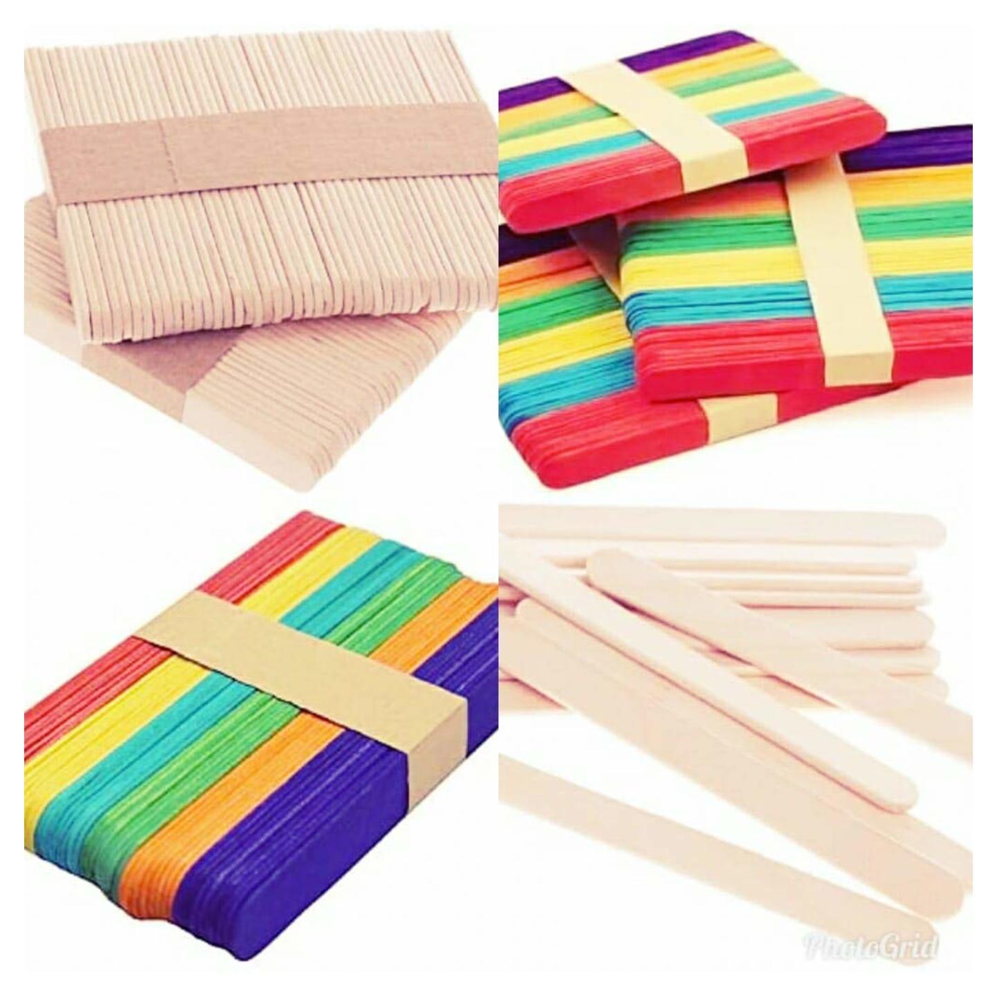 Qatalitic Natural Ice Cream multicolor Popsicle Sticks for School Projects