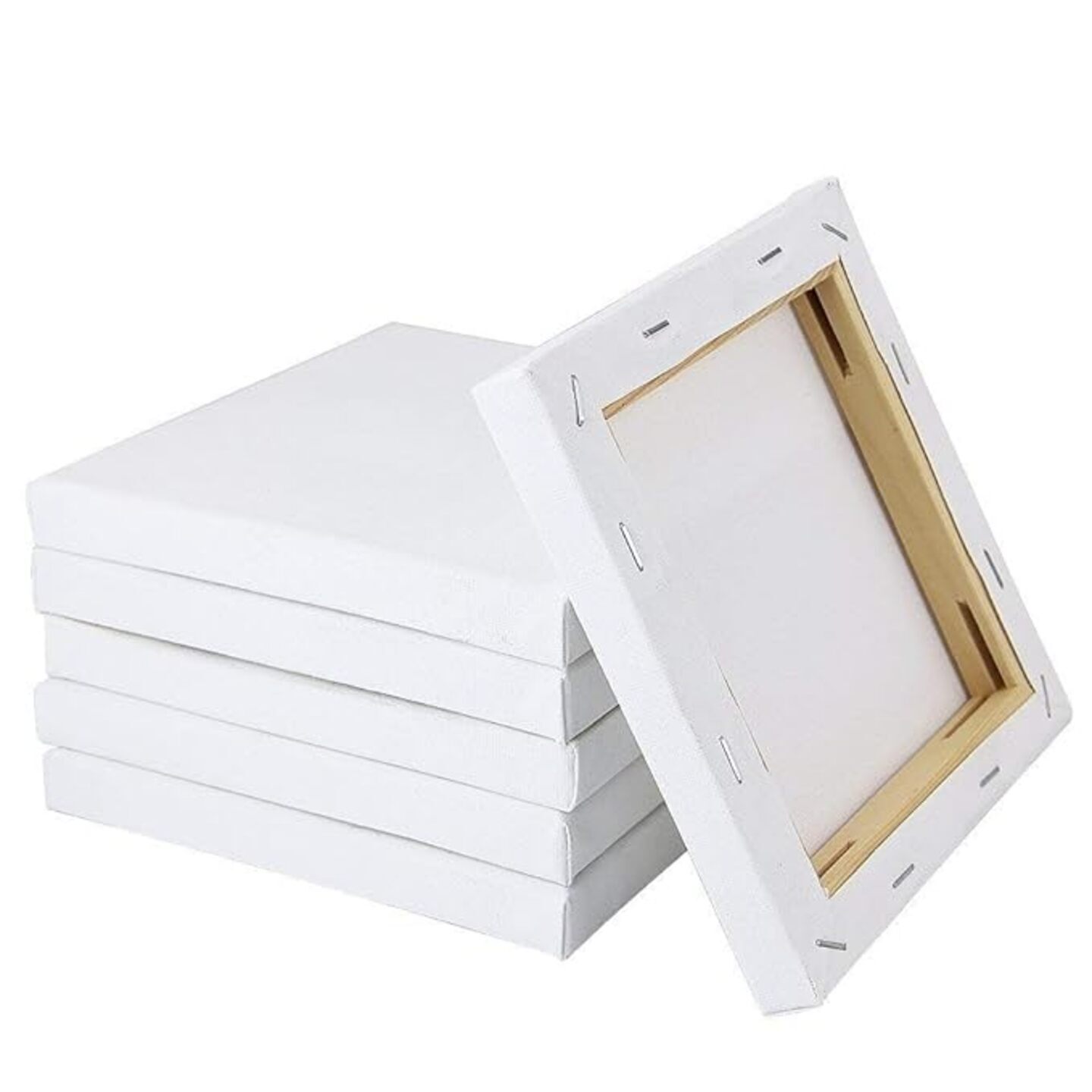 Qatalitic Premium Quality Primed Cotton  Pre Stretched Canvas with Wooden Frame White, 4 x 6 Inch (Pack of 6)