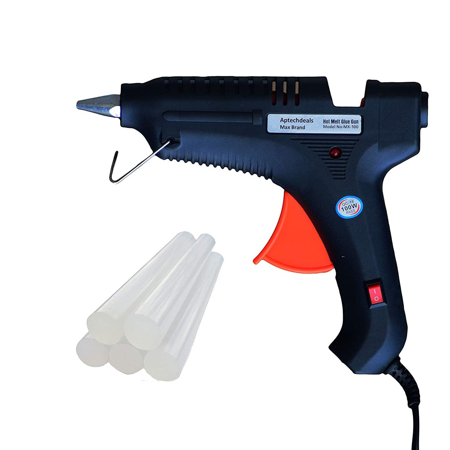 Qatalitic 100W Hot Melt Glue Gun | High-Tech Heating Technology For DIY Art & Crafts, Quick Repairs, Project Works | Included With 10 Glue Sticks of 11 mm 