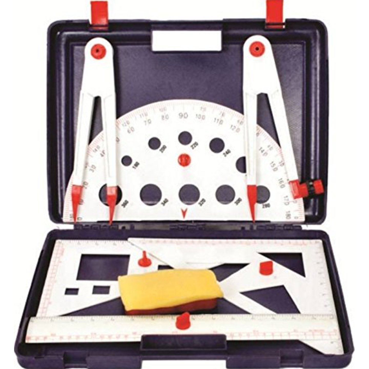 Qatalitic  Plastic Geometry Box for Teachers Superior Quality  Set Of 7 - For Black Board and White Board  Any Teaching Purpose