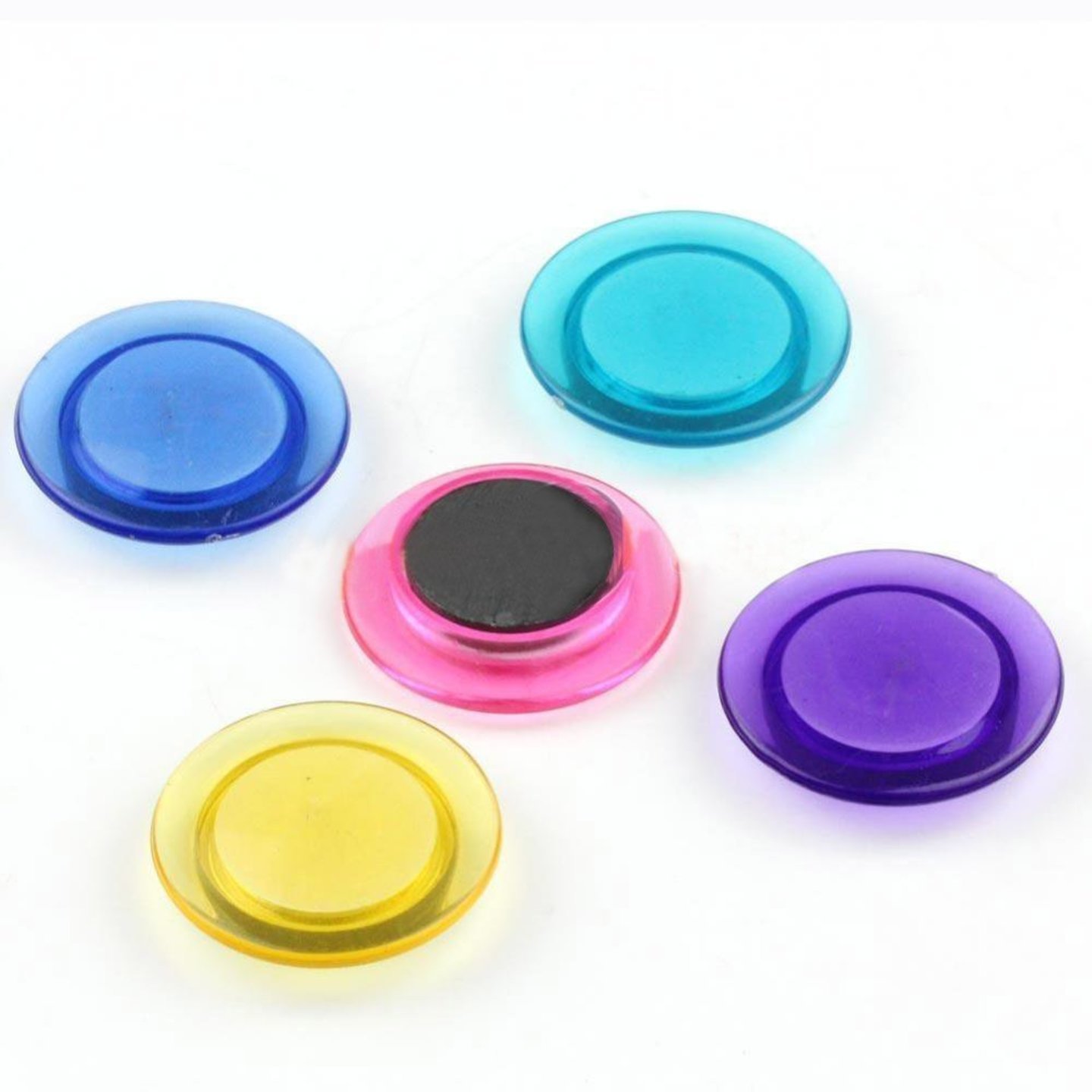 Qatalitic Colorful Translucent 40 mm (Set of 10) Magnet Buttons for Fridge, Magnetic White-Boards Set