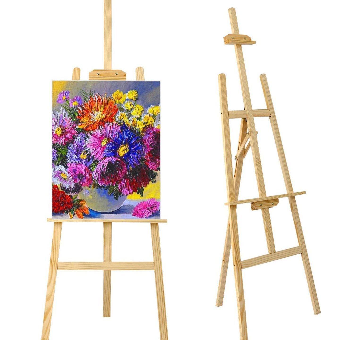 Qatalitic 6 FEET Premium Artist Wooden Easel Stand with Angle and Height Adjustment for Canvas Painting Display 6 ft (180cm).