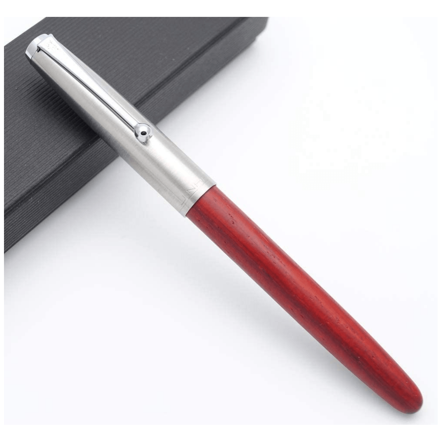 Qatalitics Jinhao 51A Wooden Fountain Pen - Steel Cap, Rosewood Body, and Extra Fine Nib - Perfect for Precision Writing - Black Ink - Pack of 1
