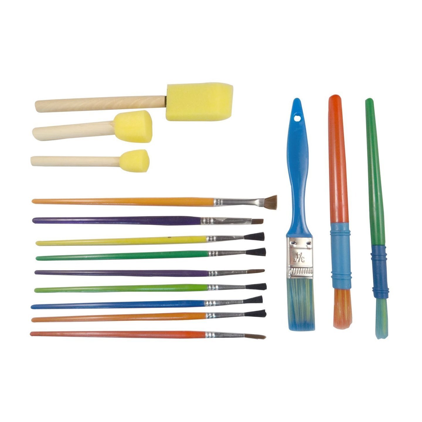 ASIN B072SL63C1 Set of 15 Paint Brushes of Various Sizes and Varieties for Painting – Bristle Brushes & Foam Brushes (Colors May Vary)