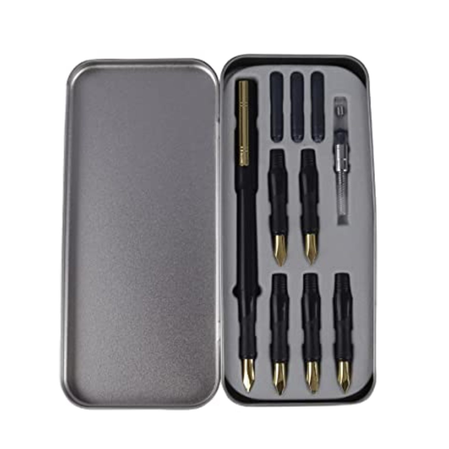 Qatalitic Artist Calligraphy pen set in Attractive Tin Case with 6 nibs