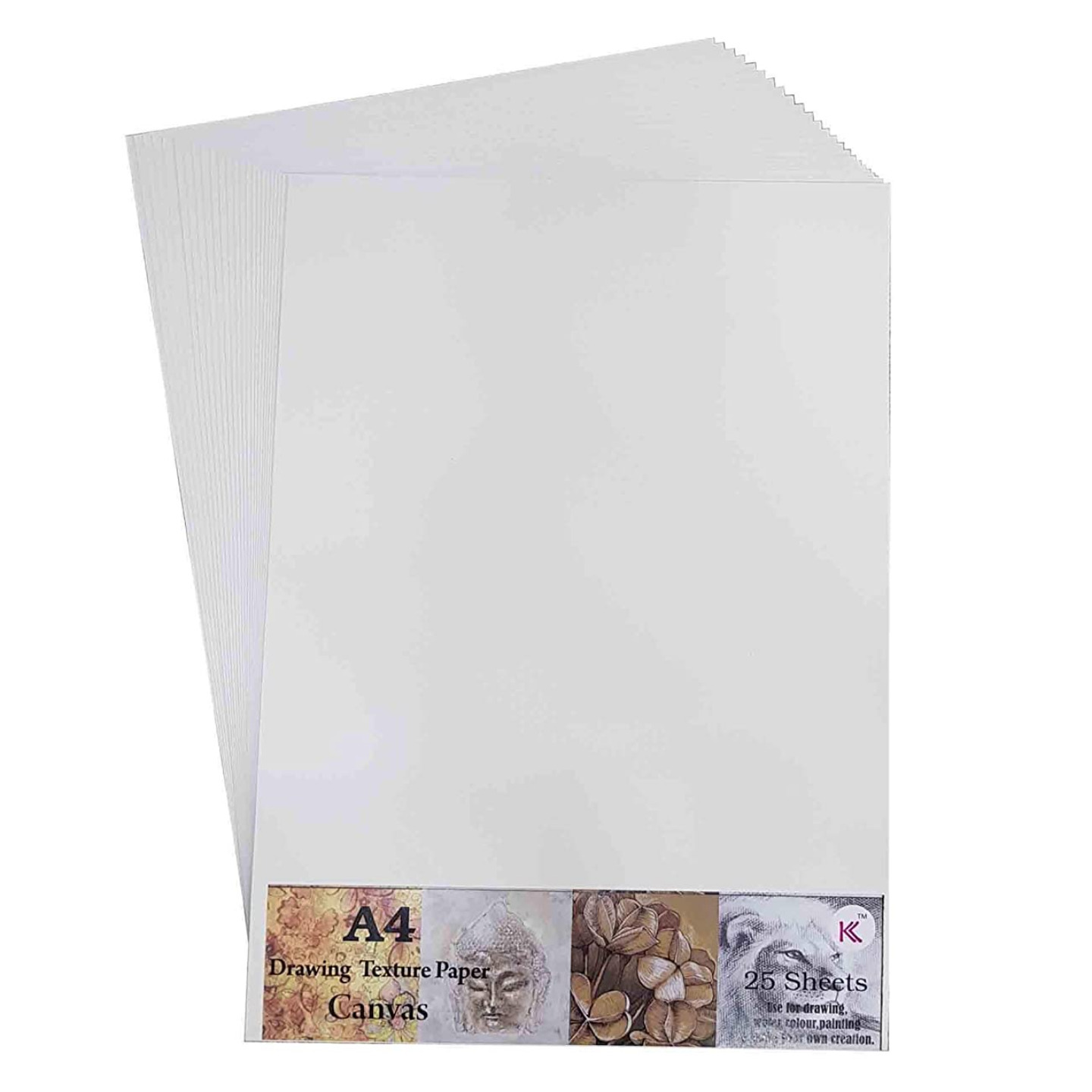 Qatalitic Canvas Drawing Texture Papers, Set of 25 Sheets A4, Milky White.