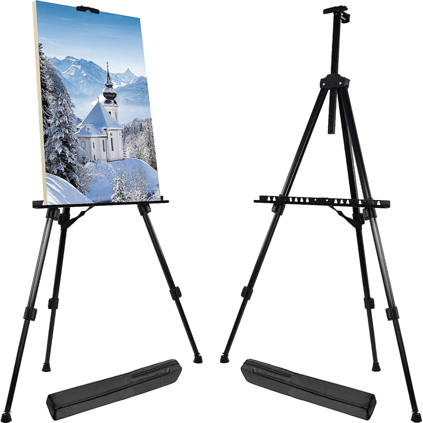 B09LVPFXJ5 Veriexpress,  Portable Lightweight Tripod Easel for Professional Artists, Metal Display Easel Stand with Adjustable Height for Painting, Display and Advertisement Purposes Holds Canvas up to 1 kg