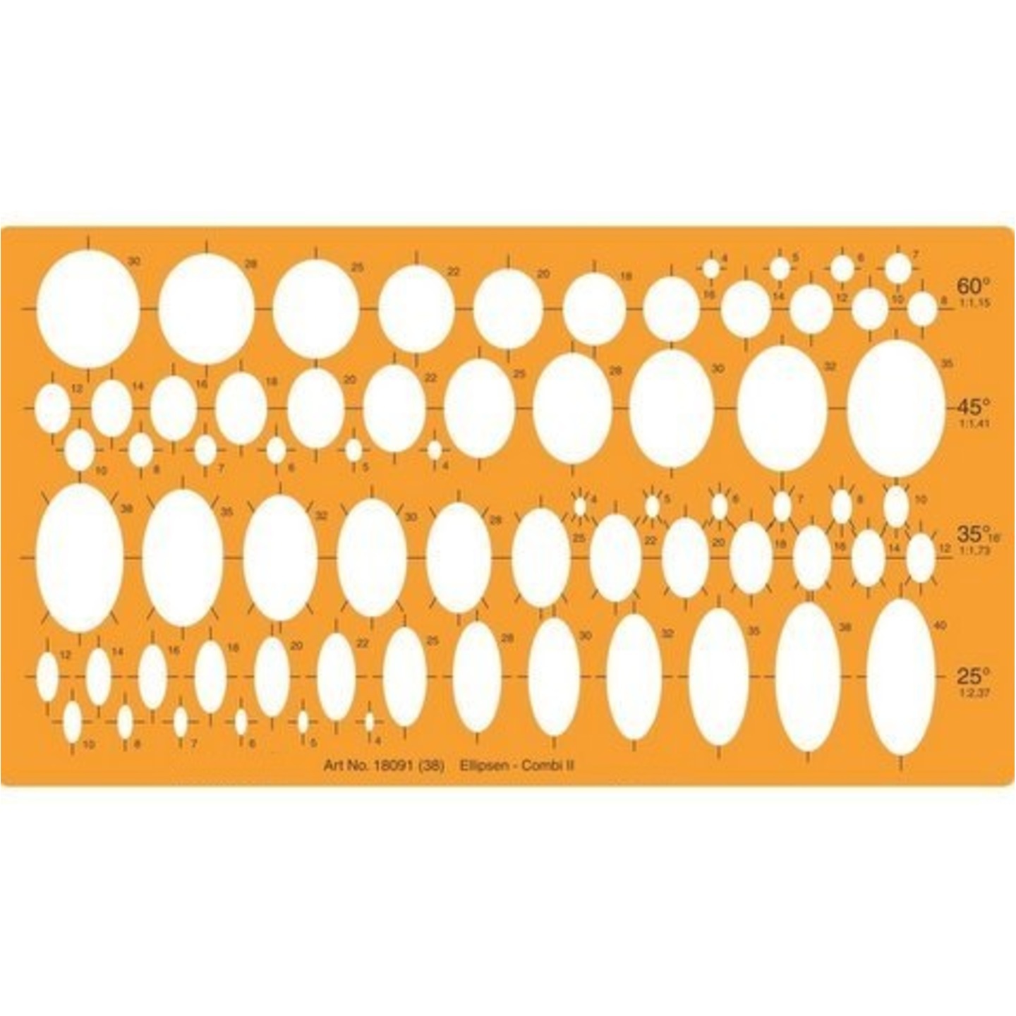 Qatalitic Ellipses Drafting Designing Template Stencil - Assorted Sizes and Degrees