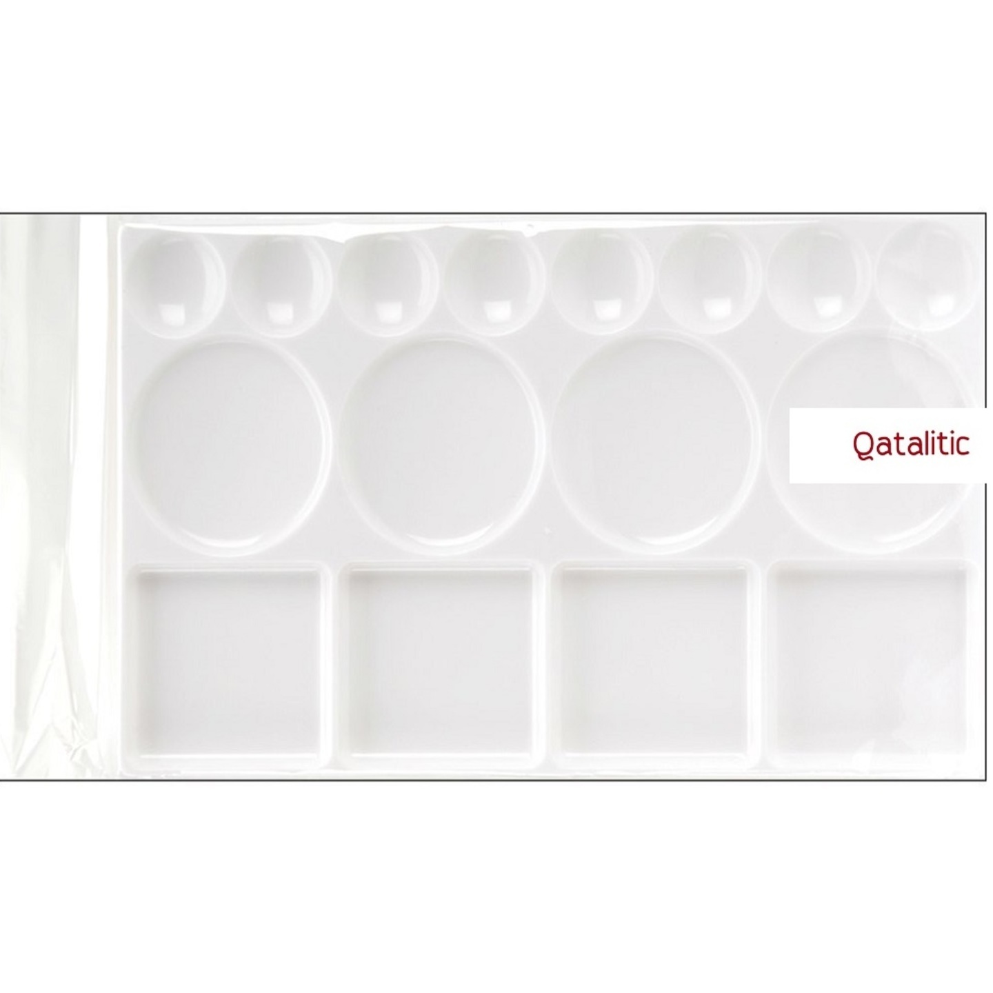 Qatalitic Rectangle Plastic Painting Palette with 16 Well | Use for DIY Art & Crafts, Paintings and Project Making