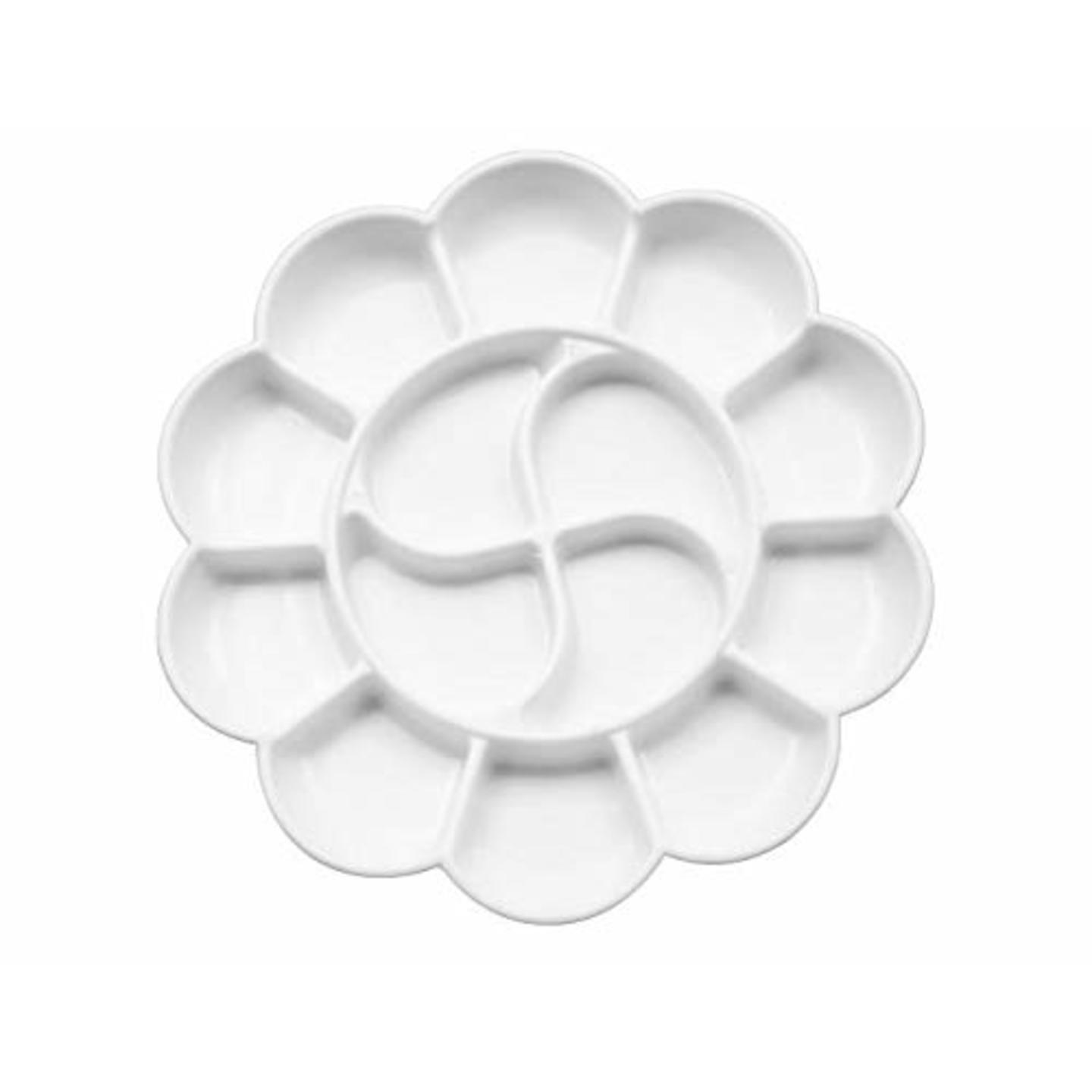 Qatalitic Painting Pallete/Color Palate/Color Mixing Pallete/14 Wells Watercolour Palette/Colouring Palette for Artist Kids – White (Flower Big, White, Pack of 1)