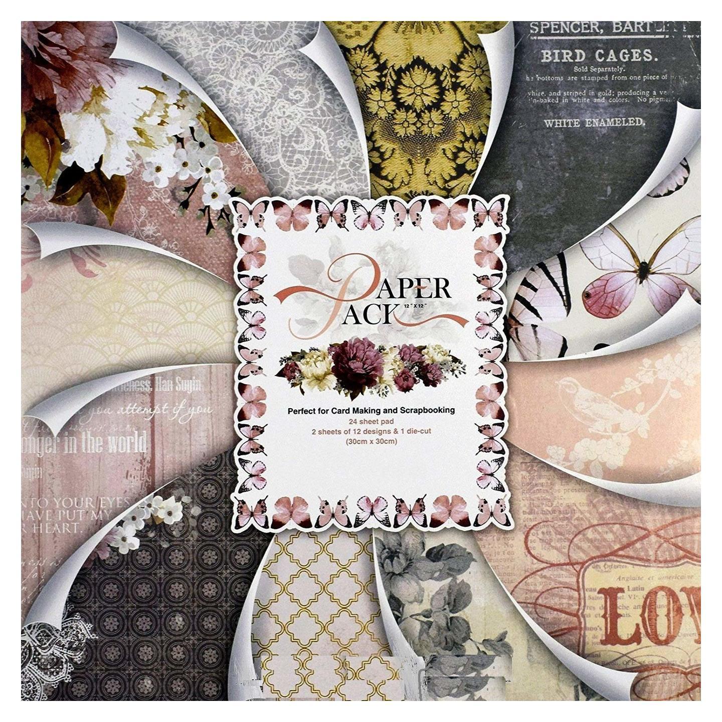 Qatilitic Pattern Design Printed Papers for Art & Craft, Decorative Greeting Cardmaking& Scrapbooking 24 Patterned Sheets+3 Die Cut Sheets VS12020