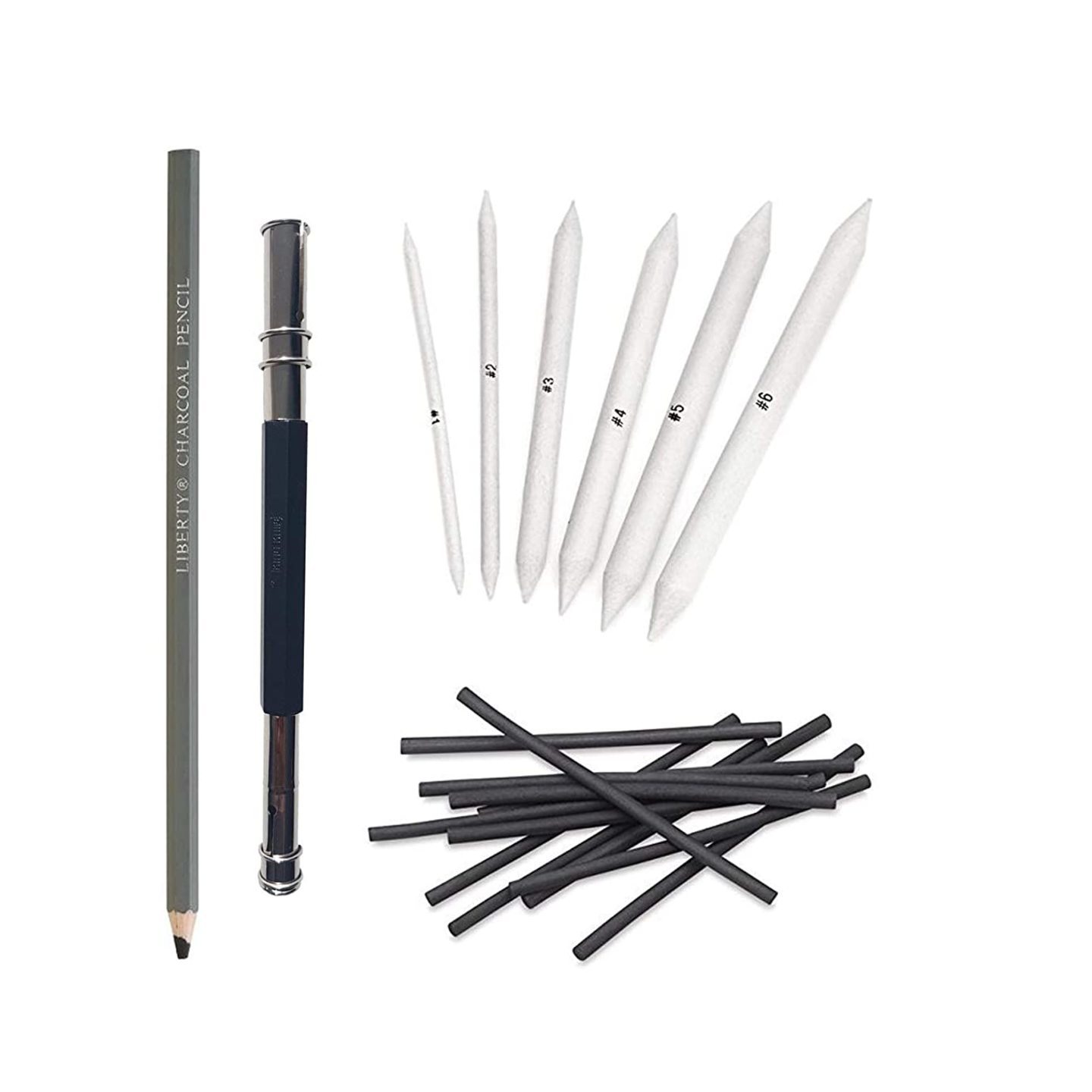 Qatalitic Paper Stumps Set of 6 with Charcoal & Pencil Extender