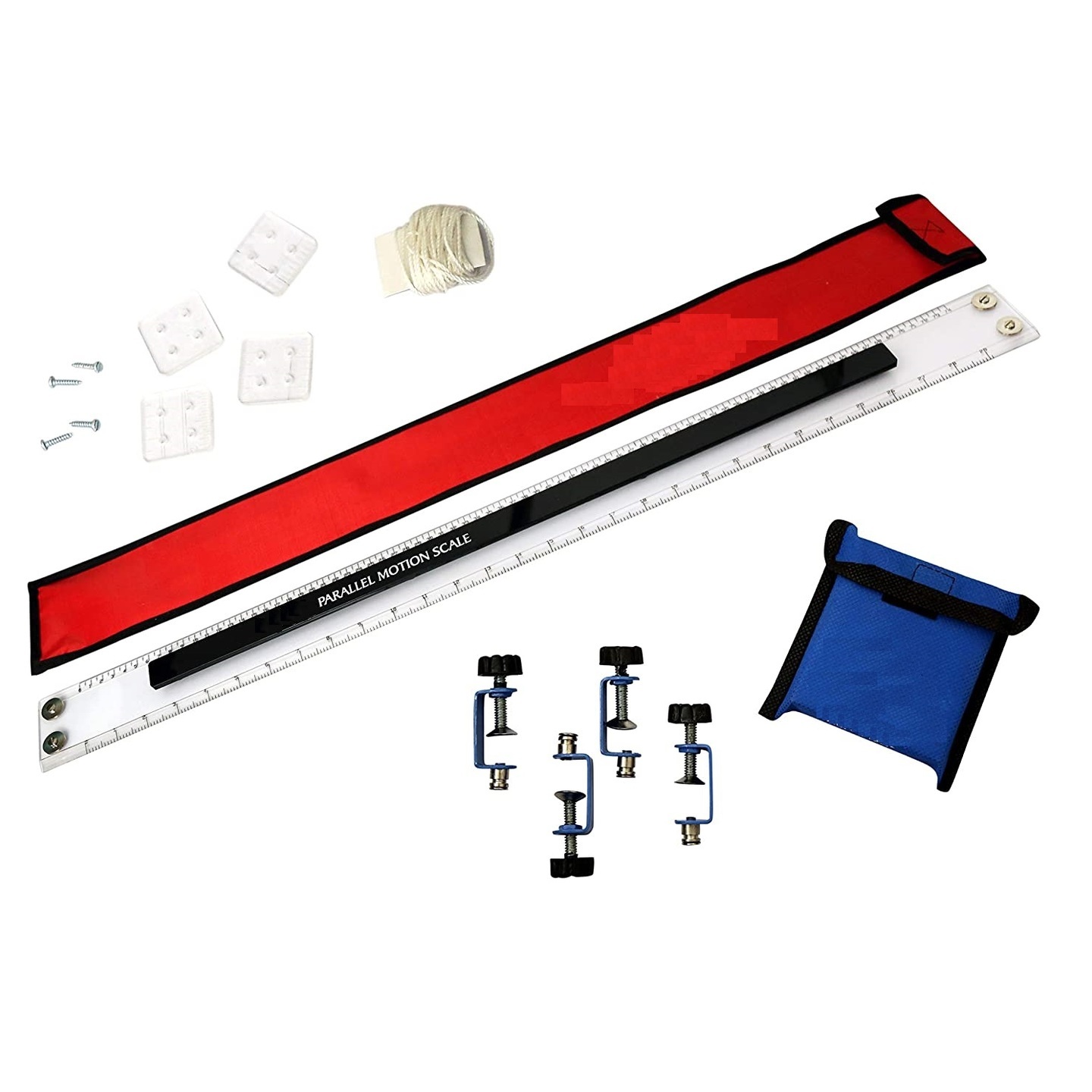 Qatalitic Motion Scale Both Side Beveled Markings Inking Edge Parallel Bar with 4 Metal Clamps 5 mm Thick (Medium, 32 Inches)