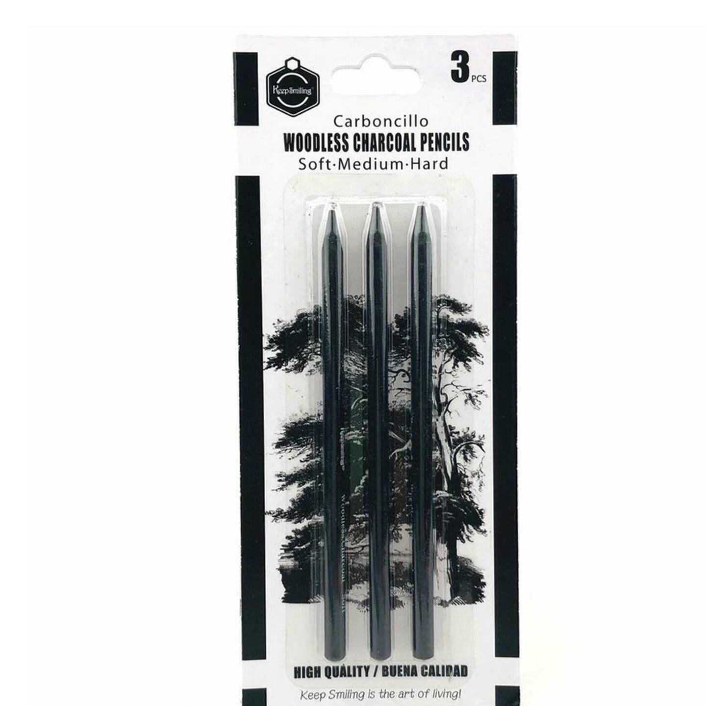 Qatalitic Woodless Graphite Black Charcoal Pencil Set of 3  Sketching, Shading  Drawing Shading Pencils for Beginners to Professionals  Non-Toxic Sketching Pencils Art Supplies