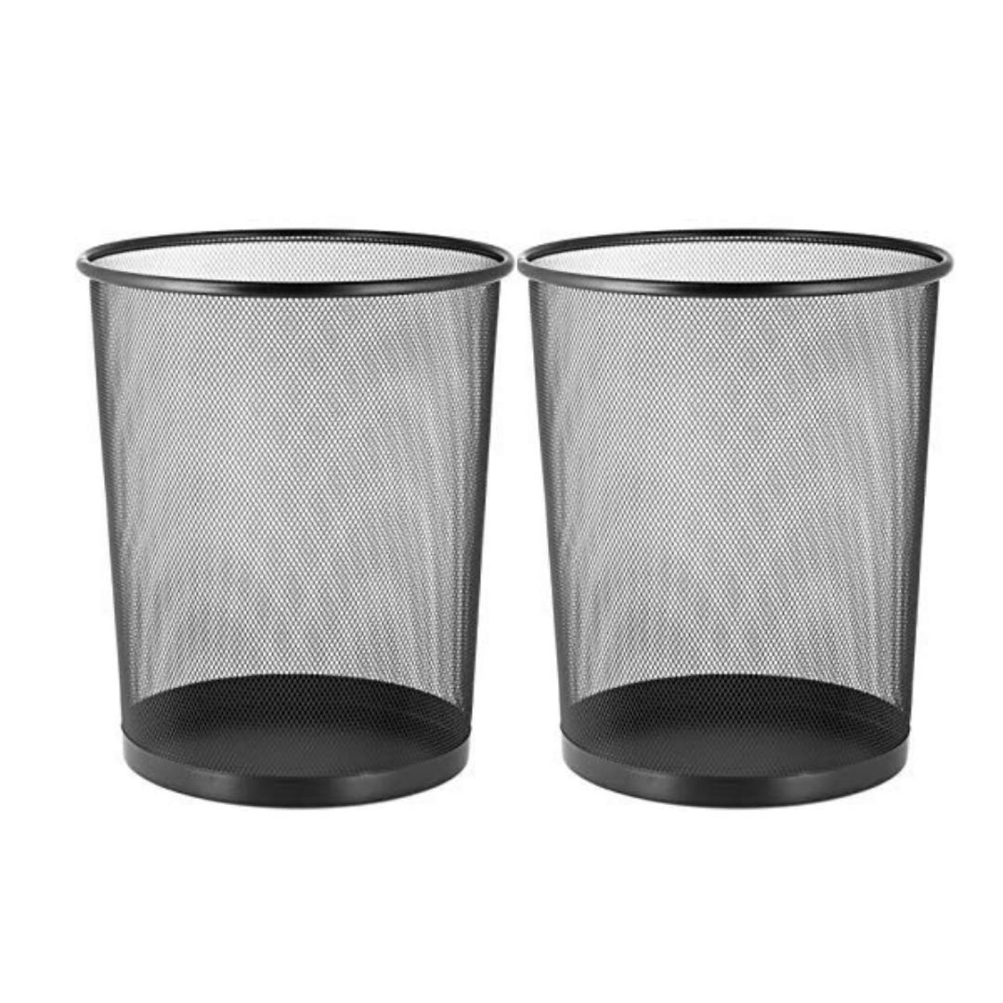 Qatalitic Pack of 2 Metal Mesh Open-Top Dustbin for Office use & Home/Multipurpose (Small, Black) 