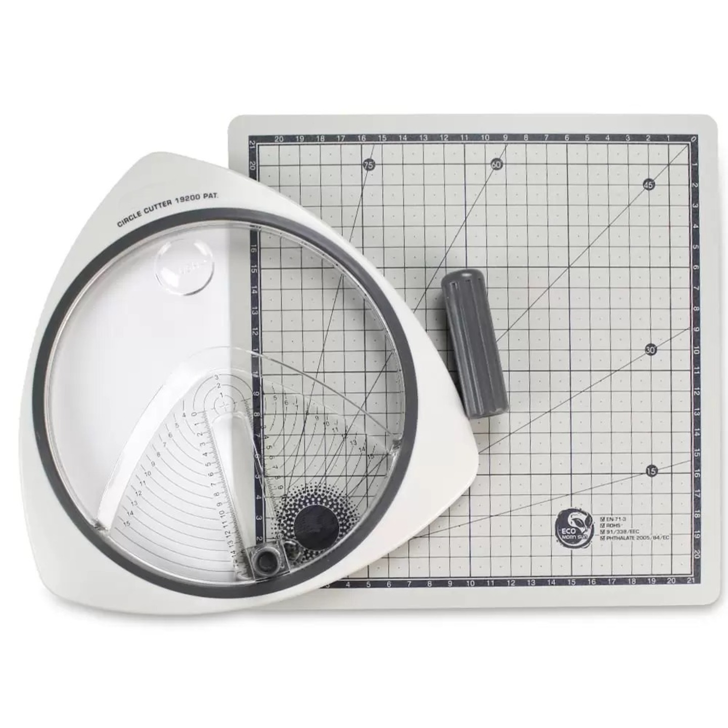 Qatalitic Adjustable Circle Cutter Kit with 3 Replacement Blades and Cutting Mat, Cutting Device for Circles Diameter 2.40 - 15.3 cm & Spare Blades Black