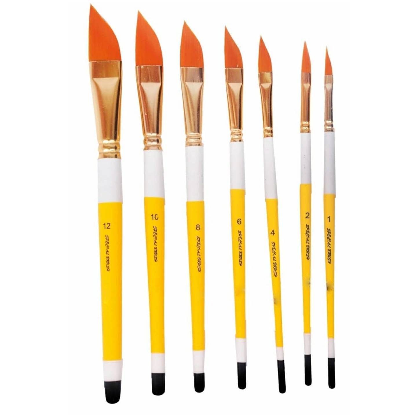 ASINB0932VTY4F Dagger Brush Set of 7pcs in Golden taklon Hair Brushes Useful for Painting Long Grasses, Flower Stems, Beautiful Foliage,Leaf Effects