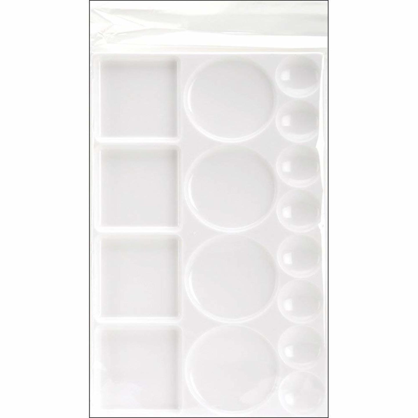 Qatalitic 16 Well Plastic Rectangle Shaped Art Paint Tray Palette, Watercolor Palette for Kids, Adults, Students and Artists - White
