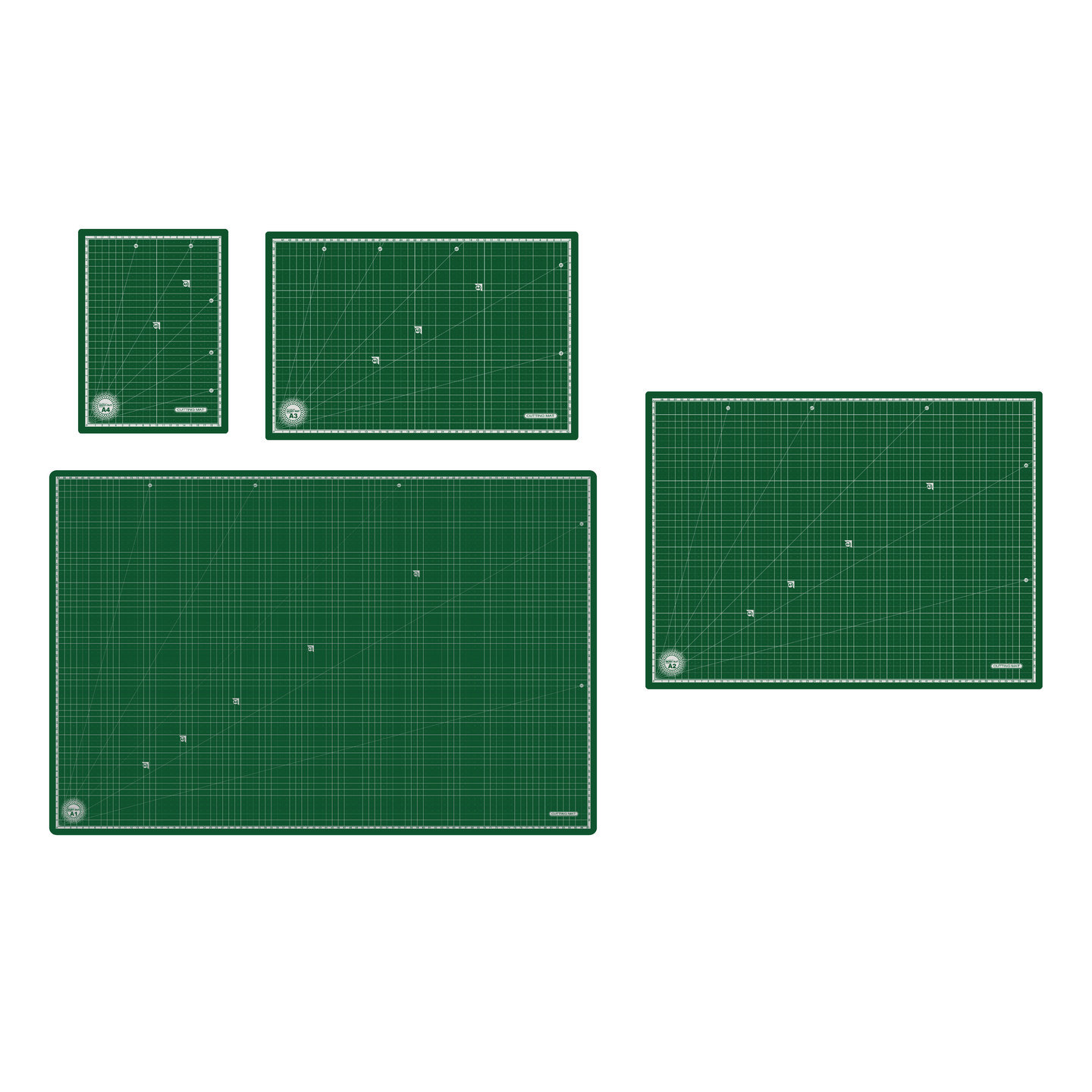 Qatalitic Professional Self-Healing 5 Layered Double Sided Durable Non-Slip PVC Flexible Cutting Mat -A3 Size With Marked Pattern And Grids Green, 18 X 12