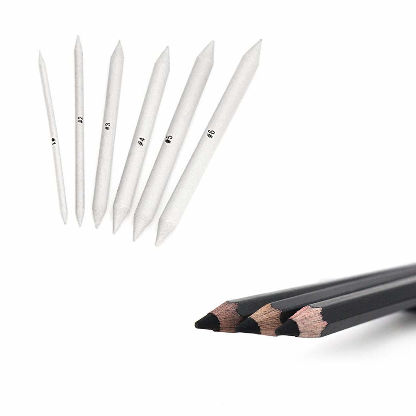 Qatalitic Paper Stumps Set of 6 & Charcoal Pencil Set of 3 Combo