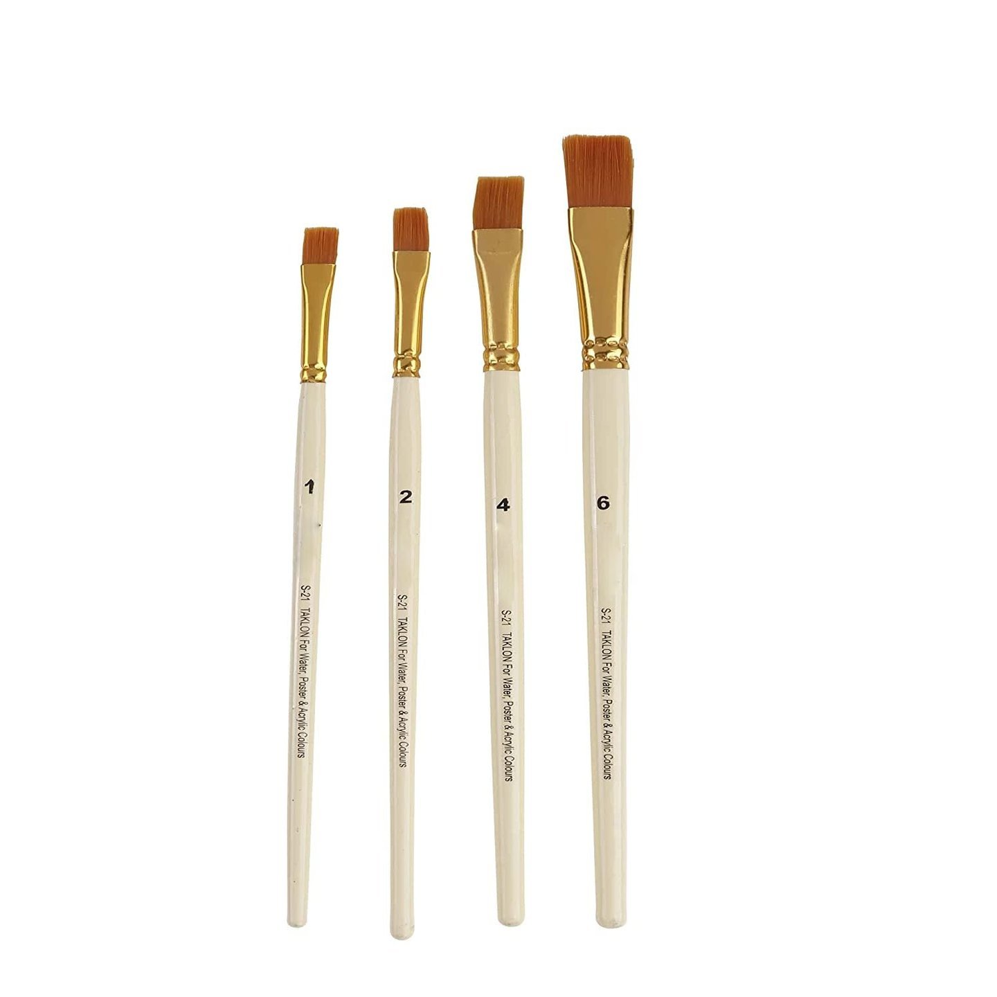 Qatalitic synthetic Flat Painting Brush Set of 4pc for Water color & Acrylic Painting for professional art work.