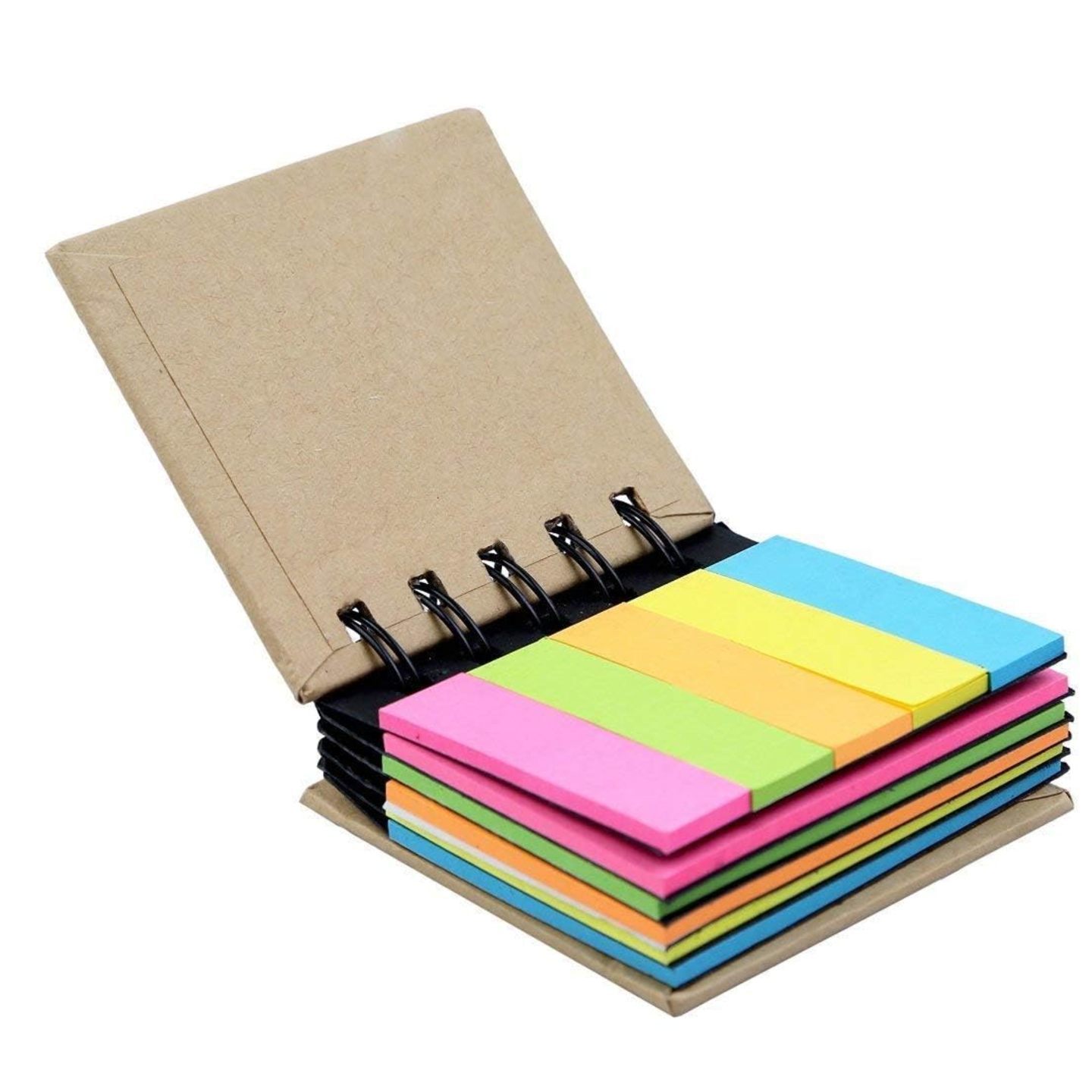 B093PT165Z Veriexpress, Spiral Sticky Note Pad Pocket Size 3 x 2 inch with Adhesive Notes 125 Leaves and 125 Flags