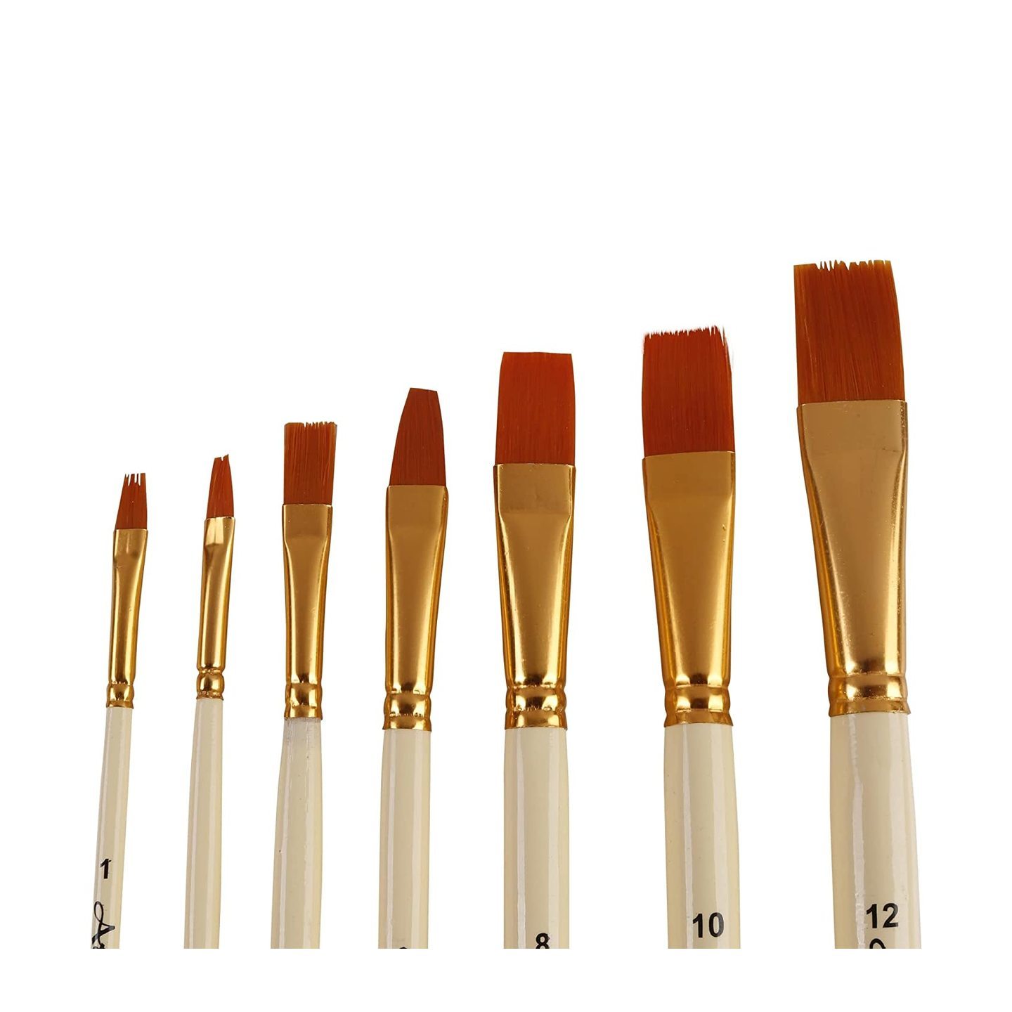 Qatalitic Synthetic Flat Tip Paintbrushes for Water and Acrylic Color Painting Set Of 7