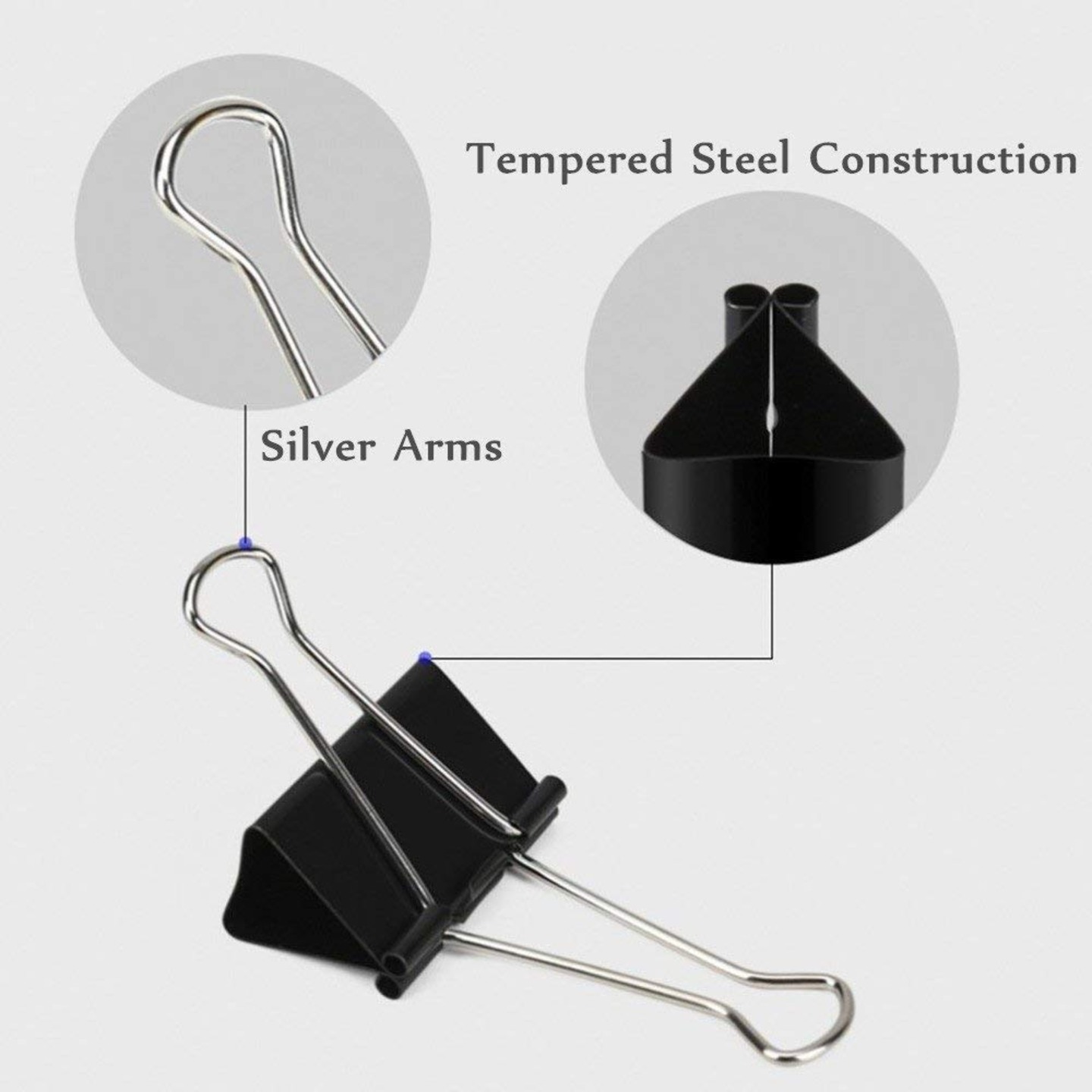Qatalitic 25mm Binder Paper Clip Small Pack of 12 pcs for Office, Home, School, and Other DIY purpose, Capacity 60 Pages