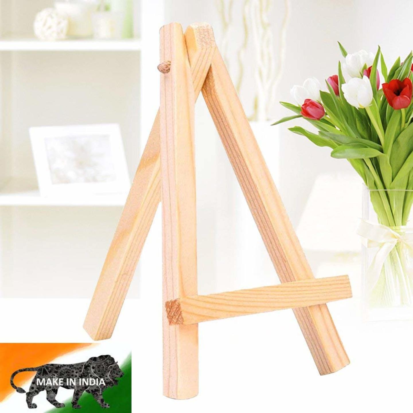 Qatalitic Mini Wooden Easel - Set of 3 Pcs. – with 6” Height – Great for Kids & Small Crafts - Excellent for Display Purposes – a Stunning Gift for Your Loved Ones – 100% Made in India (Set of 3 Pcs.)