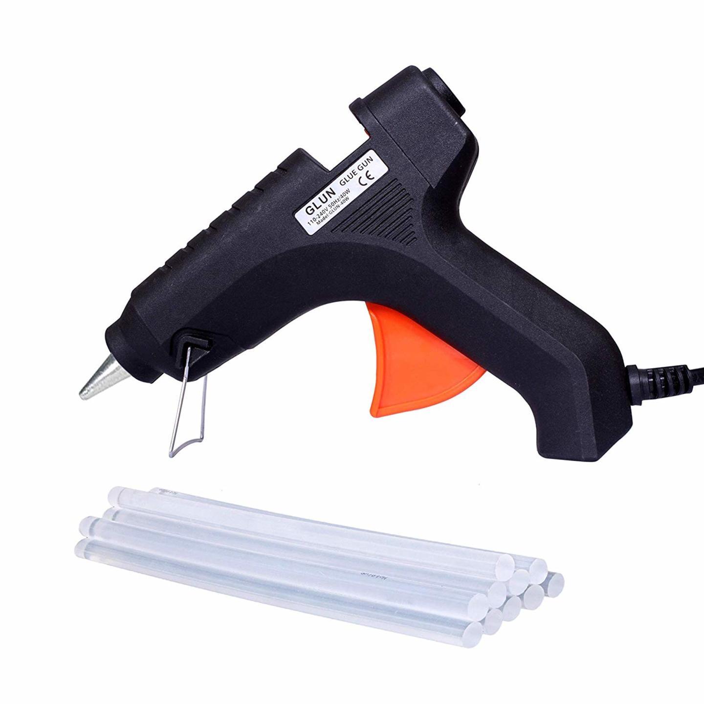 Qatalitic 40W Hot Melt Glue Gun Kit for Quick Repairs 11 mm with 10 Glue Sticks 