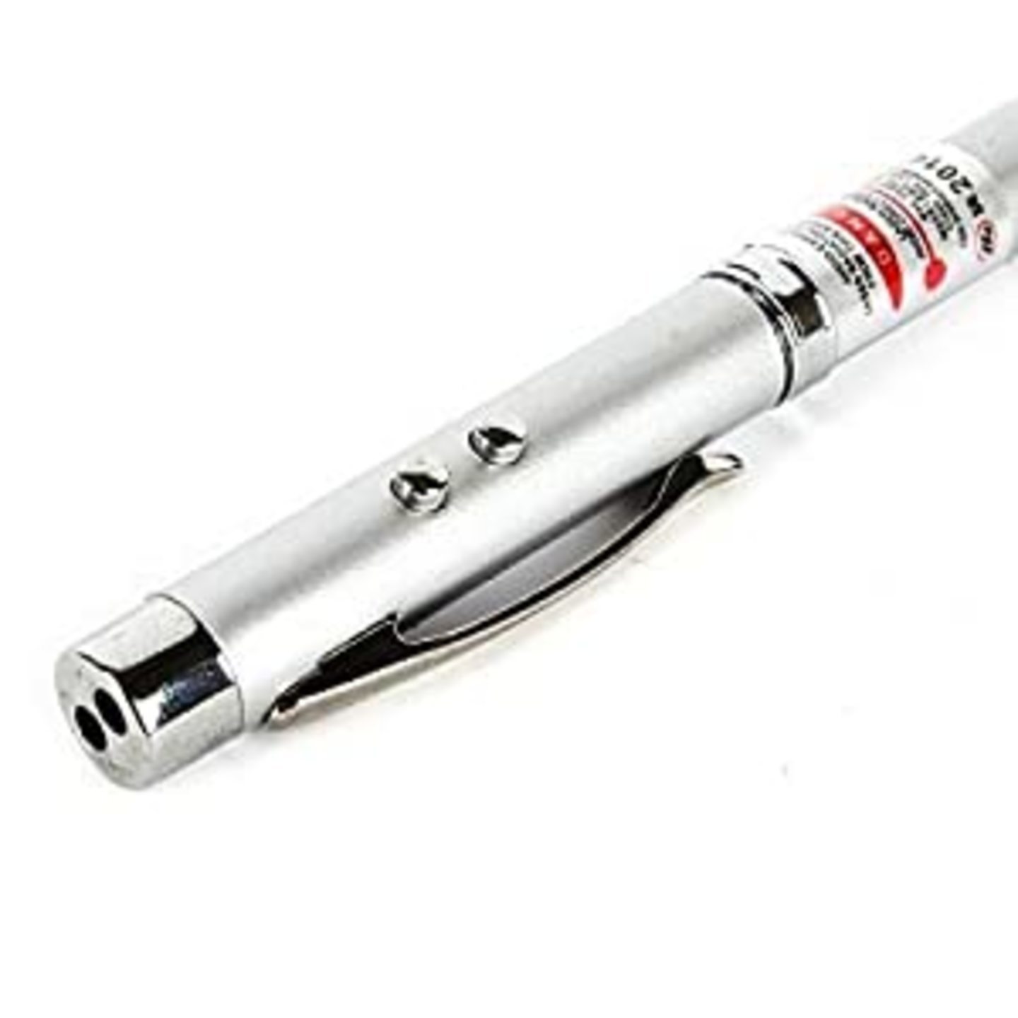 Qatalitic 5 in 1 Multipurpose Antenna Pen - Silver Body Pen with LED Light Torch, Red Laser Pointer And Magnet