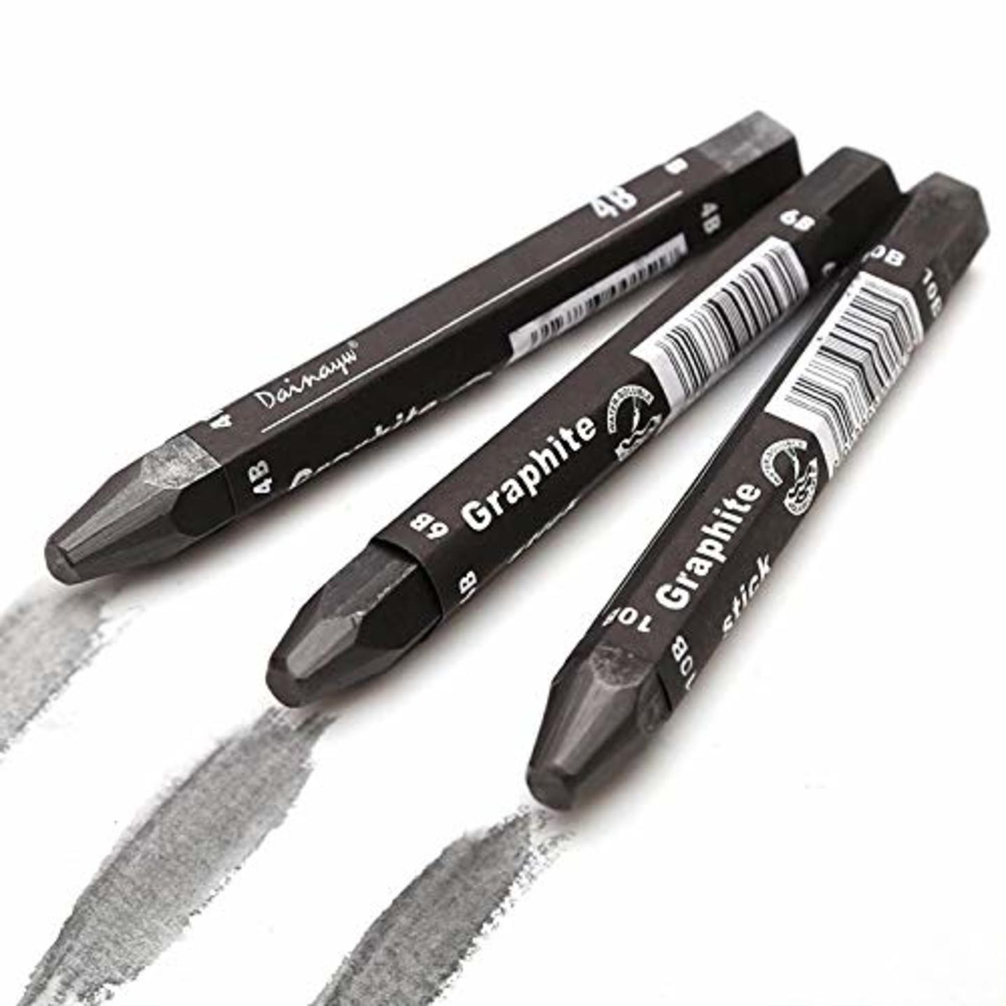 Verixpress Graphite Stick Set - Water Soluble - 4B 6B 10B, Art Drawing Supplies for Sketch & Shading Pencils, Artist Sketching - 3 Pcs