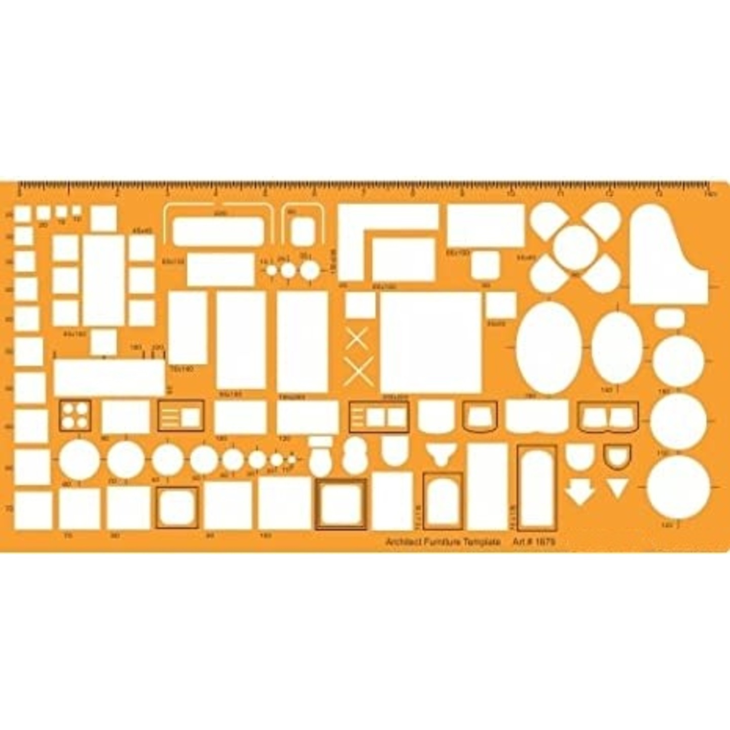 Qatalitic 1:50 Scale Architectural Drawing Template Stencil - Architect Technical Drafting Supplies - Furniture Symbols for House Interior Floor Plan Design