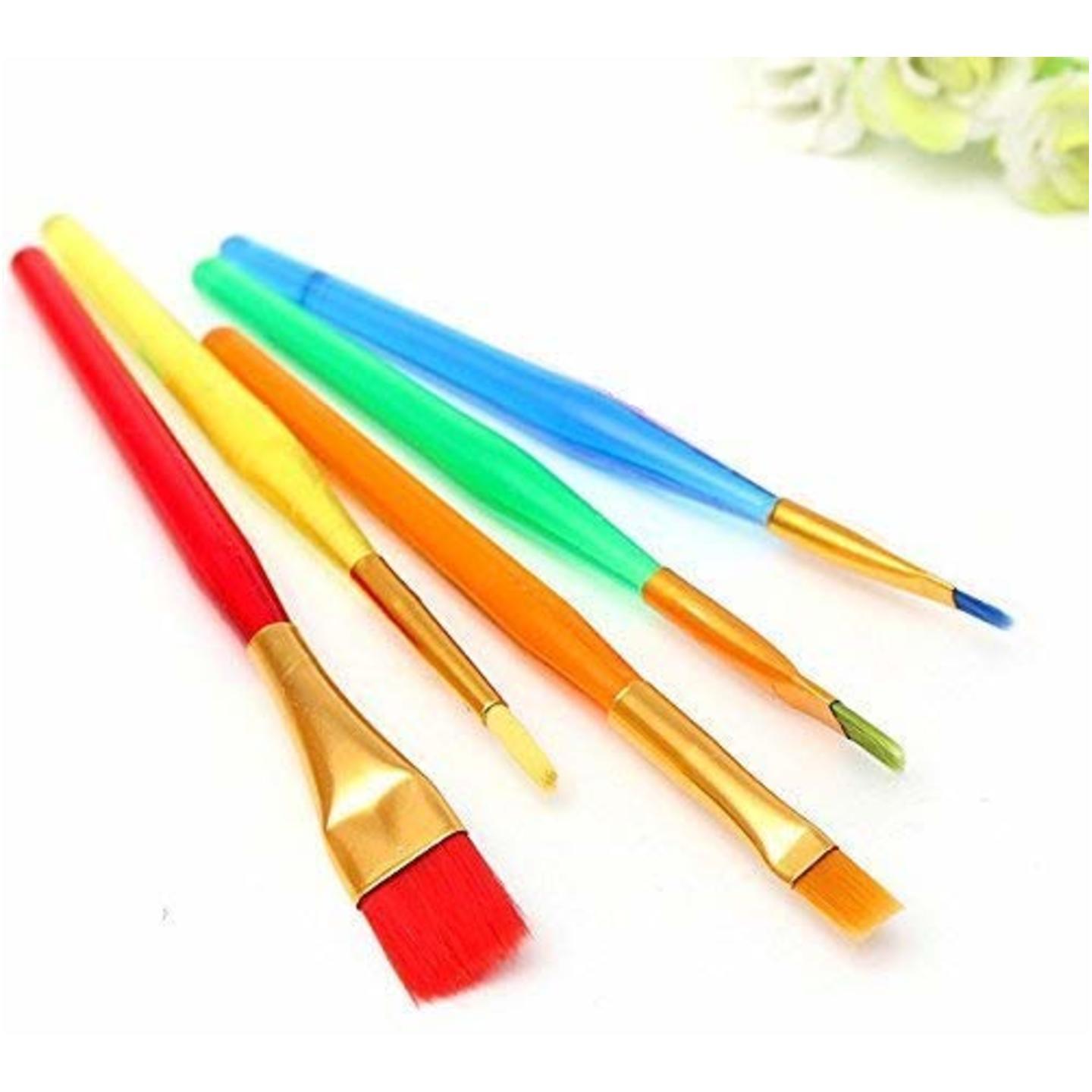 Qatalitic Brush Set of 5 Different Sizes Synthetic Flat Paint Brush For Oil, Acrylic & Gouaches 