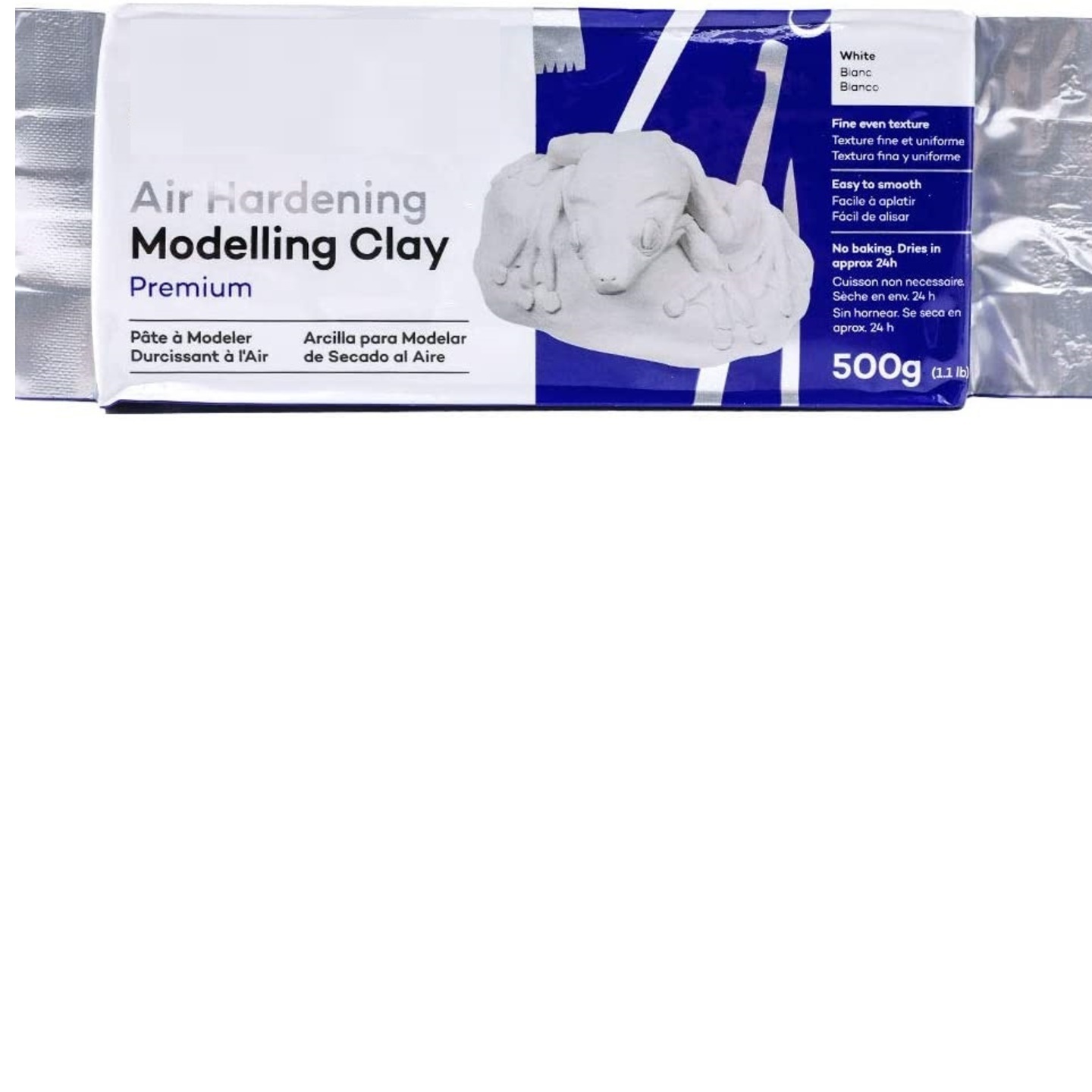 Qatalitic Air Hardening Modelling Clay 500 gms -White Clay for Sculptors, Artists, Students and Hobbyists - Dries in 24 Hours