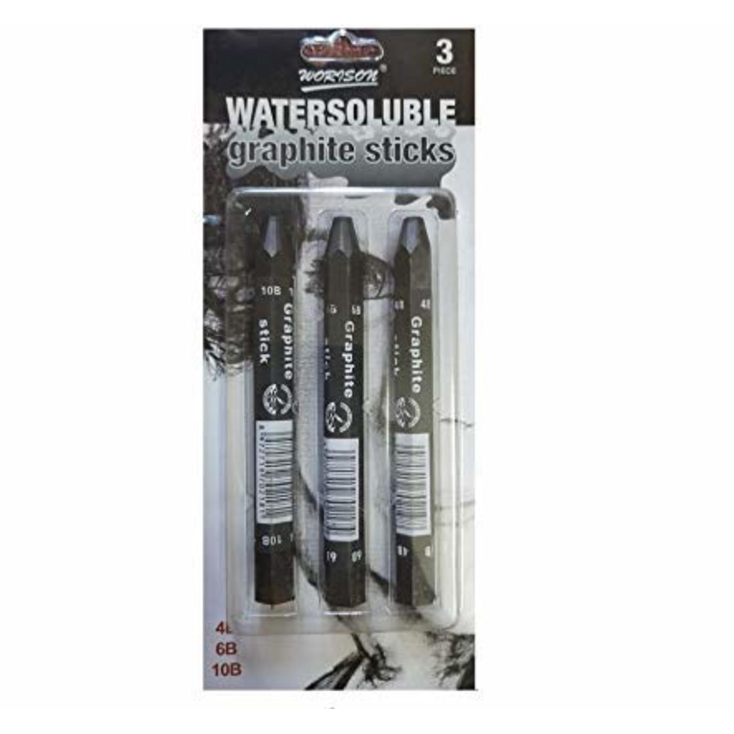 Qatalitic Water Soluble Graphite Stick Set (Pack of 3 Pcs) - 4B 6B 10B, Art Drawing Supplies for Shading and Artist Sketching