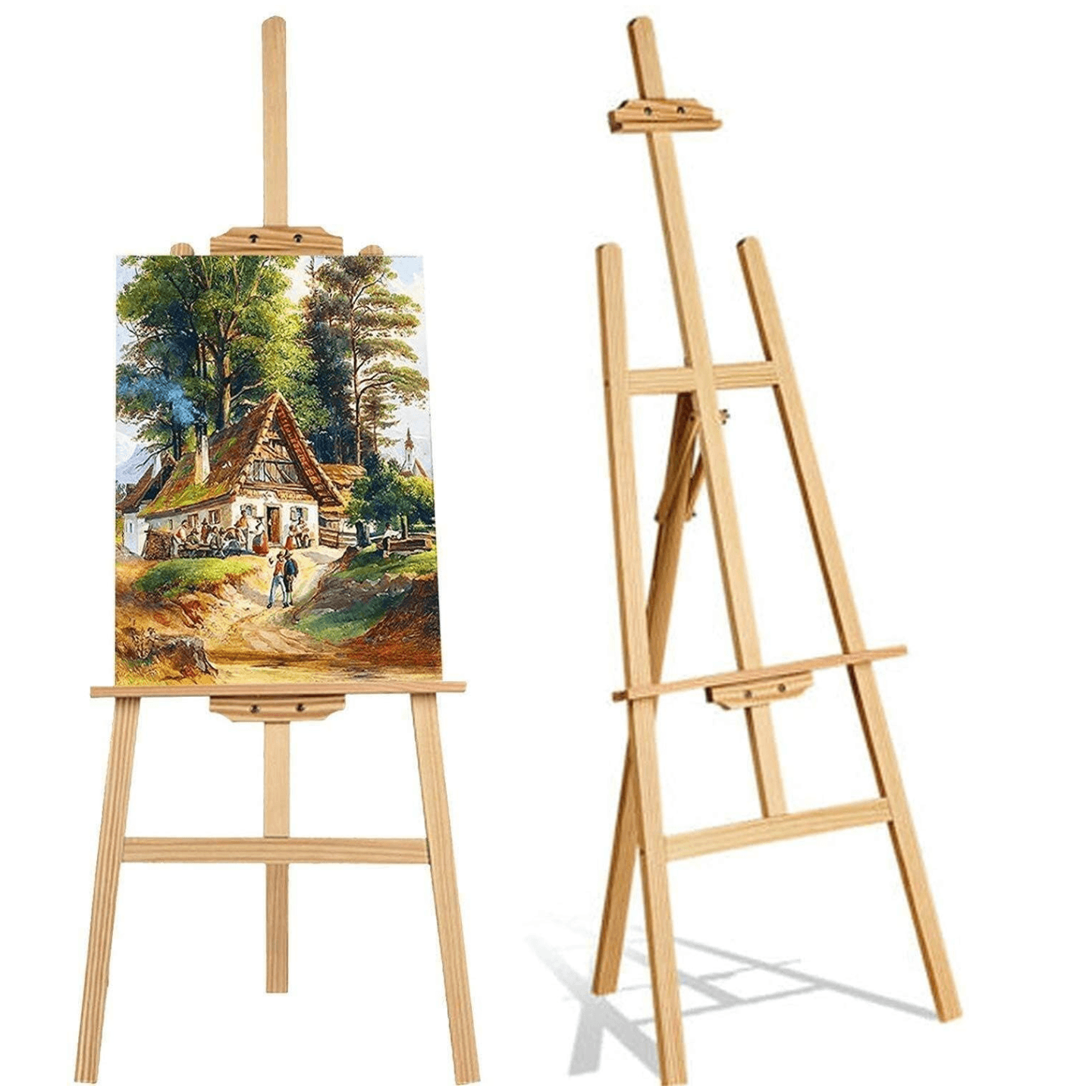 Qatalitic 5 FEET Premium Artist Wooden Easel Stand with Angle and Height Adjustment for Canvas Painting Display 5 ft.