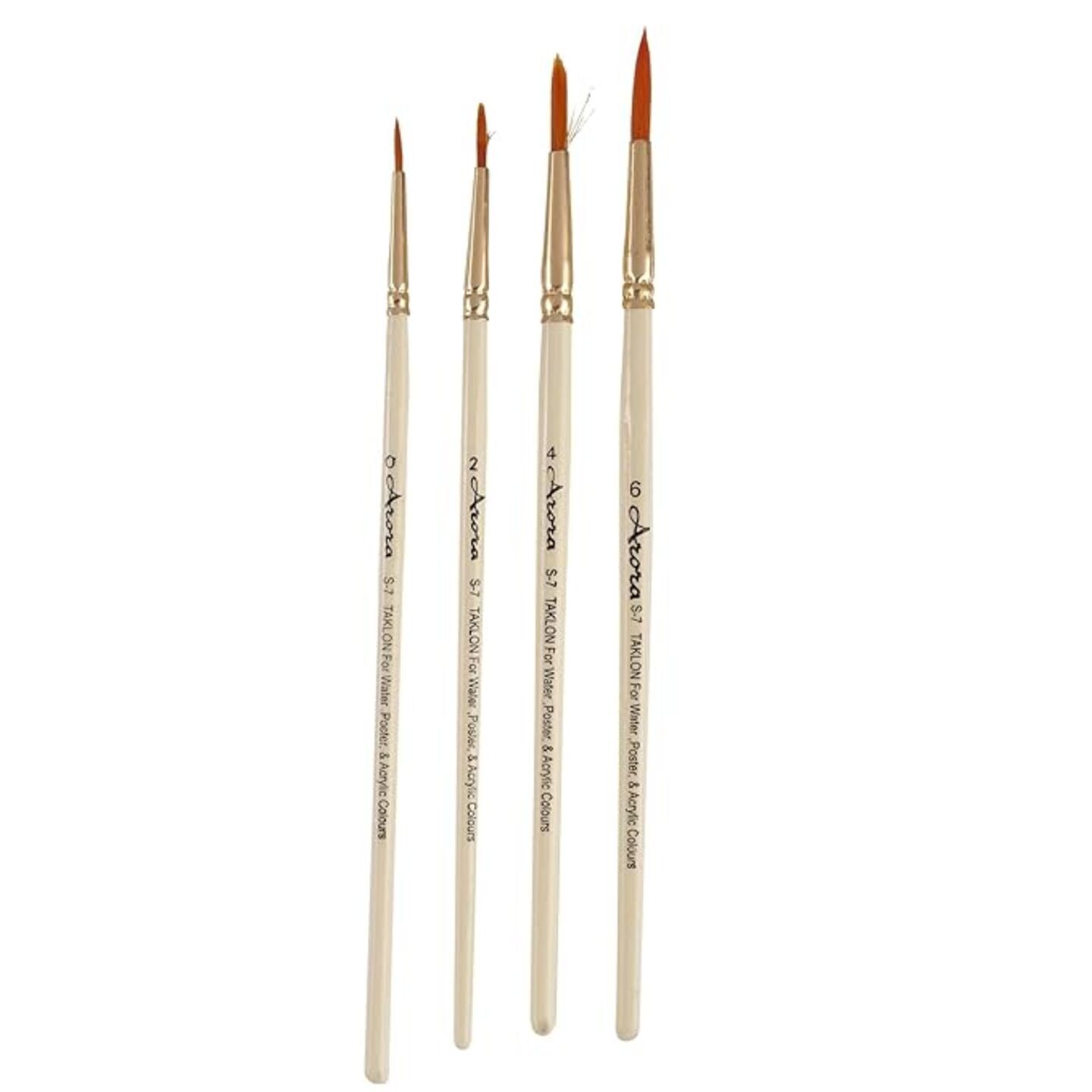 Qatalitic  4 pcs Round Painting Brush  Seamless Synthetic Bristles for Acrylic Oil Gouache Water Colour Painting 