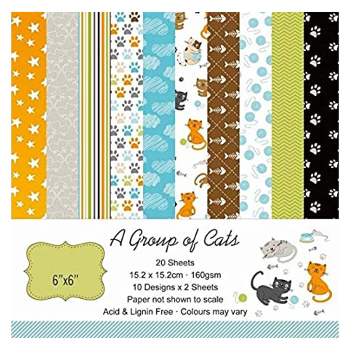 Qatilitic Pattern Design Printed Papers for Art & Craft, DIY Cardmaking& Scrapbooking Set of 20 Sheets VS6GOC