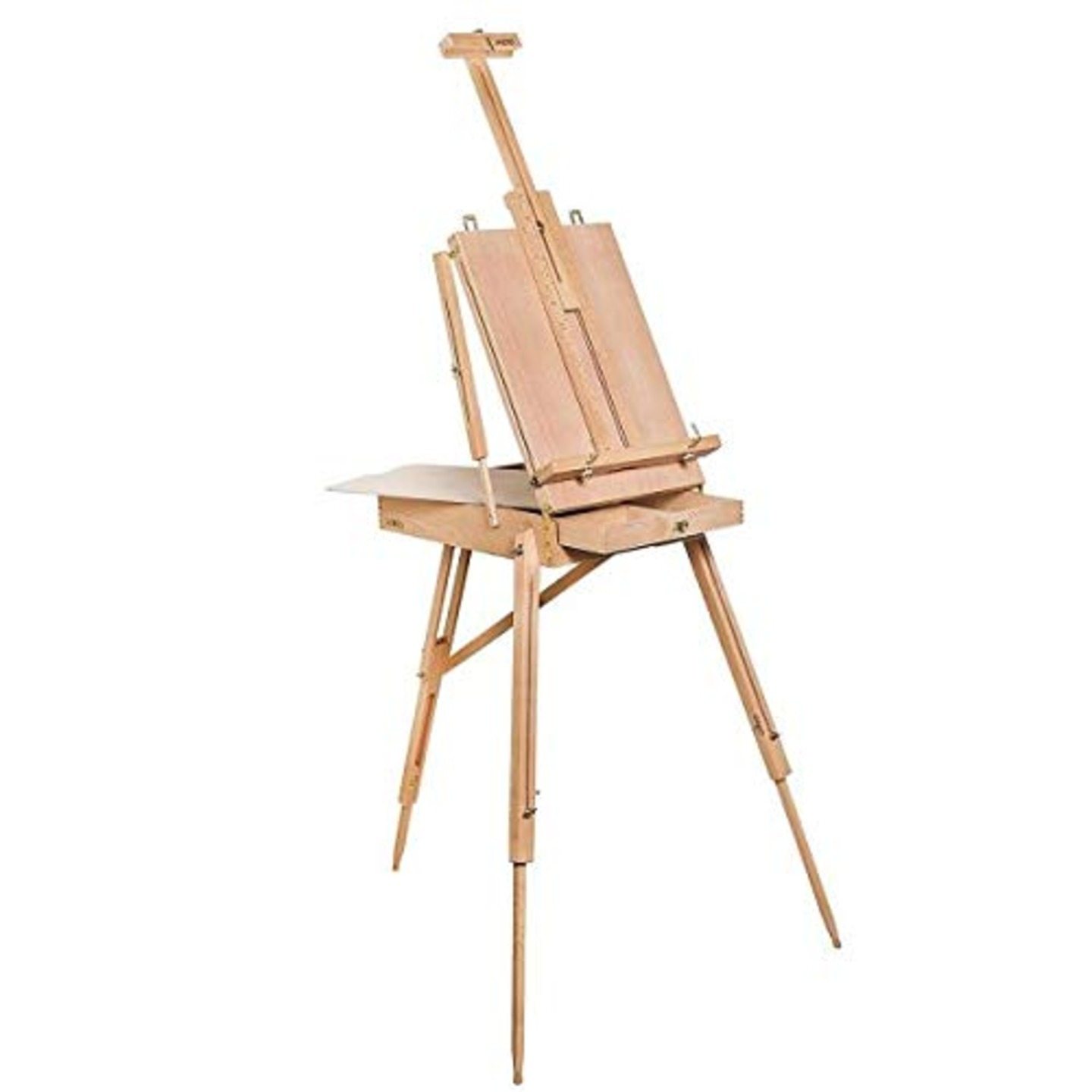 Qatalitic Artists Studio Portable Beech Wood Box French Easel, Holds Canvases upto 33 Stand for Painting & Sketching
