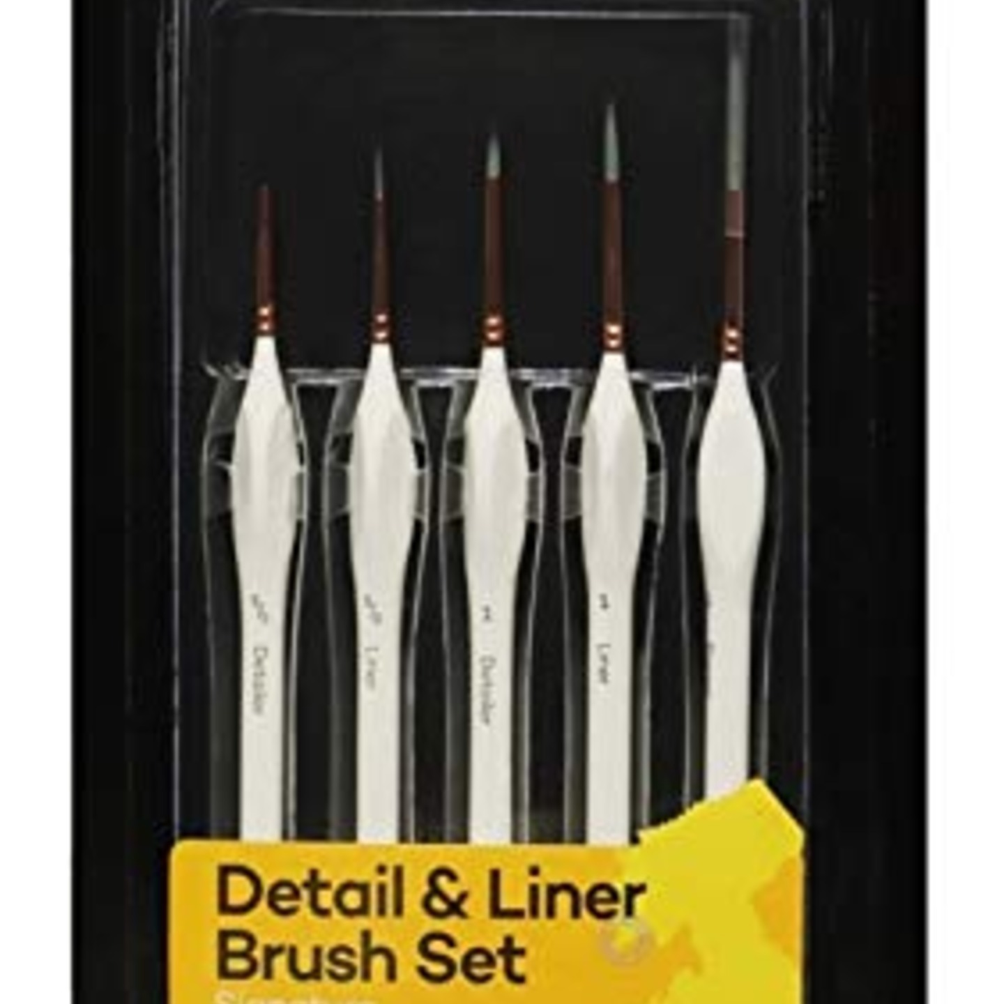 Qatalitic Pack of 5 Brush Art Signature Detail & Taklon Liner Brush (5/0 Detailer, 5/0 Liner, 1 Detailer, 1 Liner, 1 Rigger)
