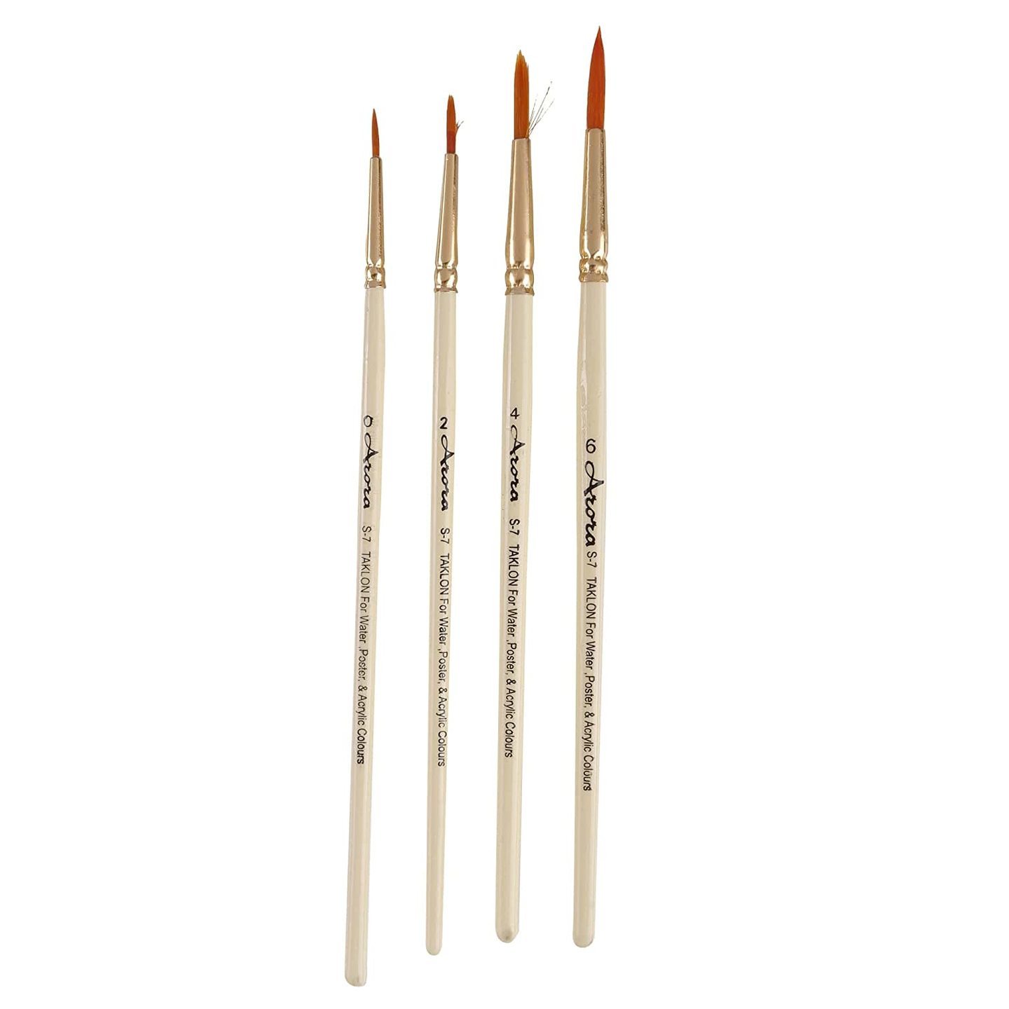 Qatalitic Synthetic Round Painting Brush for Water and  Acrylic Colour Painting- SET OF 4