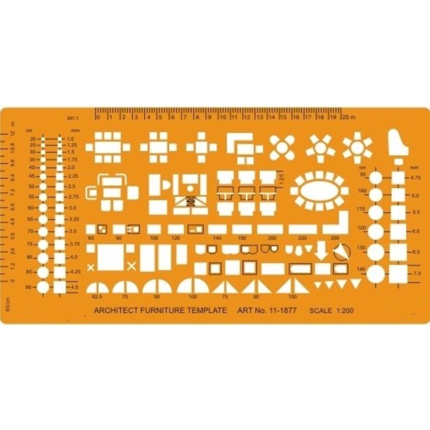 Qatalitic 1:200 Scale Architectural Drawing Template Stencil - Architect Technical Drafting Supplies - Furniture Symbols for House Interior Floor Plan Design