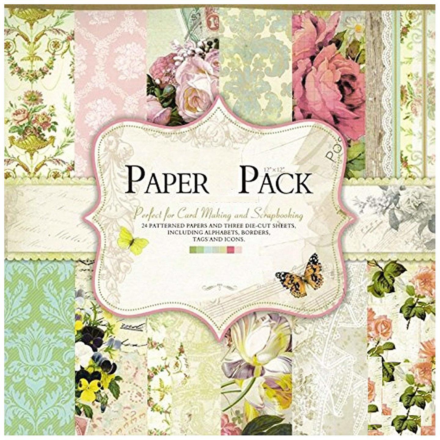 Qatilitic Pattern Design Printed Papers for Art & Craft, Decorative Greeting Cardmaking& Scrapbooking (24 Patterned Sheets+3 Die Cut Sheets)
