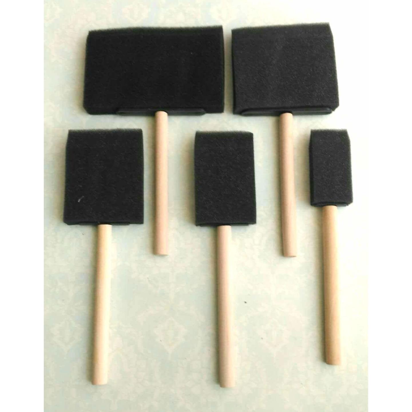 Qatalitic Black Dabber Candy Foam Sponge Wooden Handle Set Of 5 Pc for Calligraphy Writing, Mod Podge Applicator & Various Other Purpose.