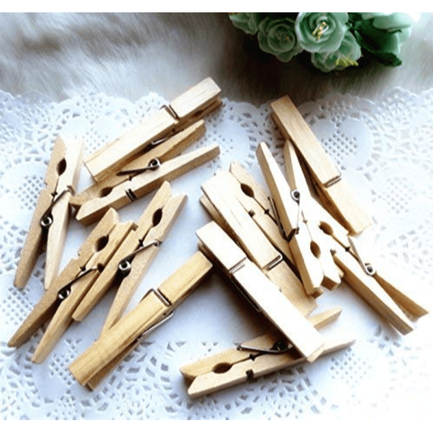 Qatalitic 50Pcs of 45MM Wooden Clips Home Decoration for Photo Hanging/Holding, Party Decoration, Wall Hanging, Craft DIY Heavy-Duty Material