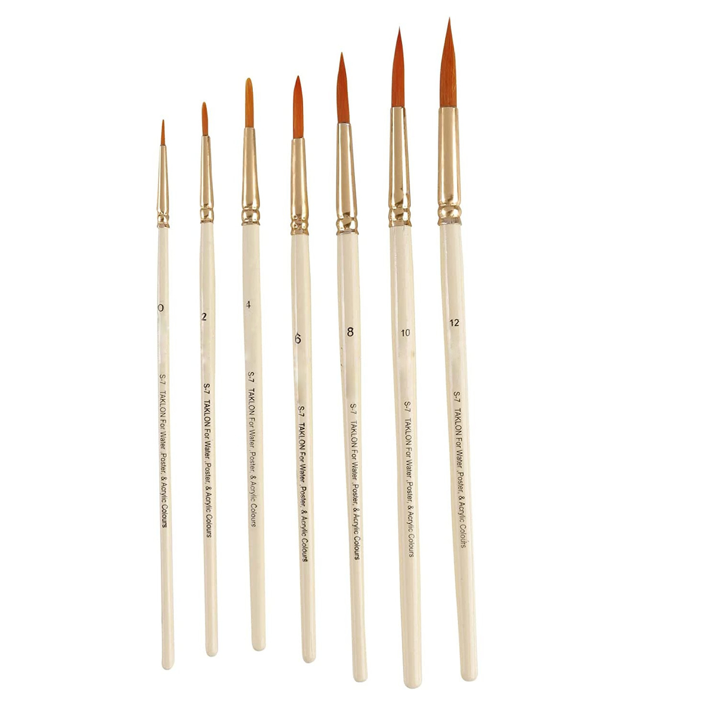 Qatalitic Artist Quality Round Synthetic Brush Set of 7 Piece for Watercolour & Acrylic Painting