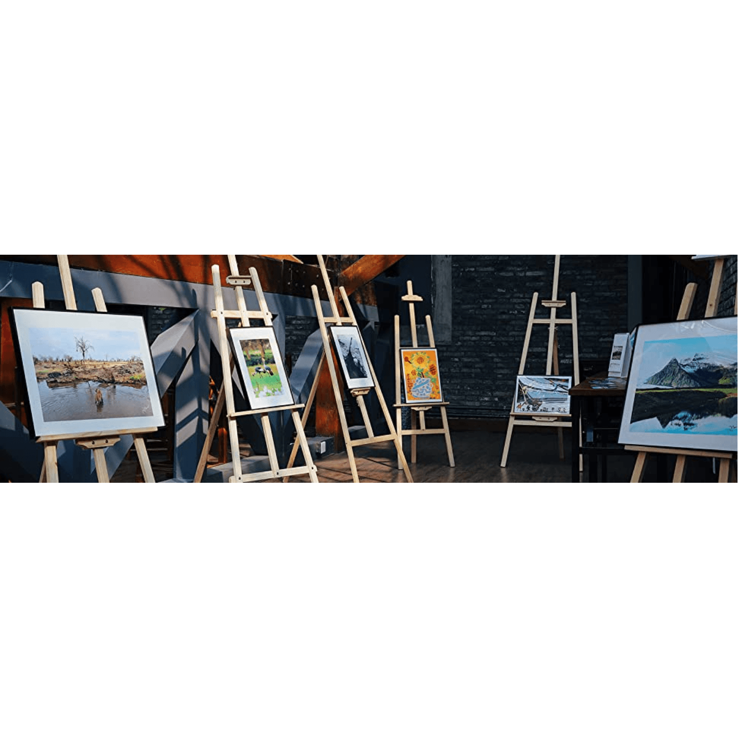 Qatalitic Artist Wooden Easel Stand,Portable and Foldable stand  with Angle and Height Adjustments for Canvas Painting with 6ft Display(180cm)
