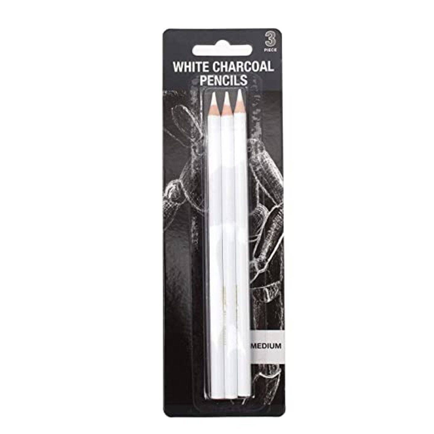 Qatalitic White Charcoal Pencil Set of 3 Premium Pencil for Sketching Drawing and other Artistic Work